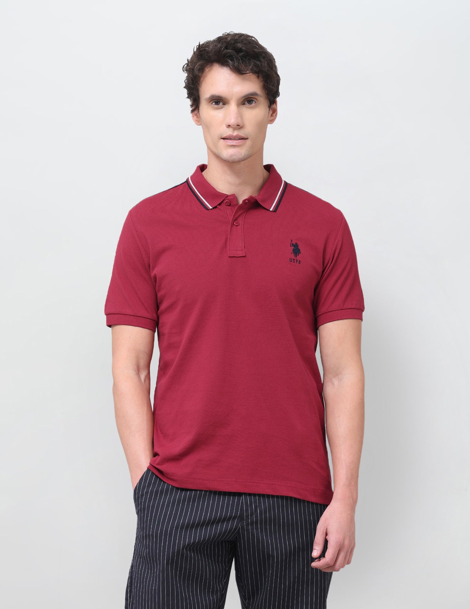 Solid Regular Fit Polo Shirt Red - U.S. Polo Assn. India | Large