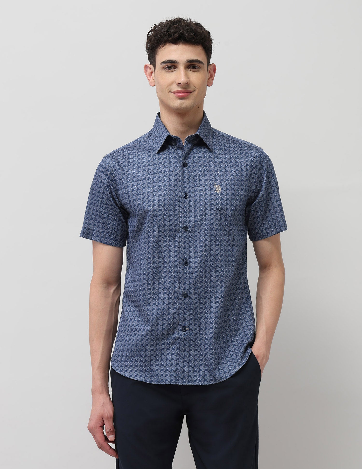 Tailored Fit Satin Shirt Navy - U.S. POLO ASSN. | Large