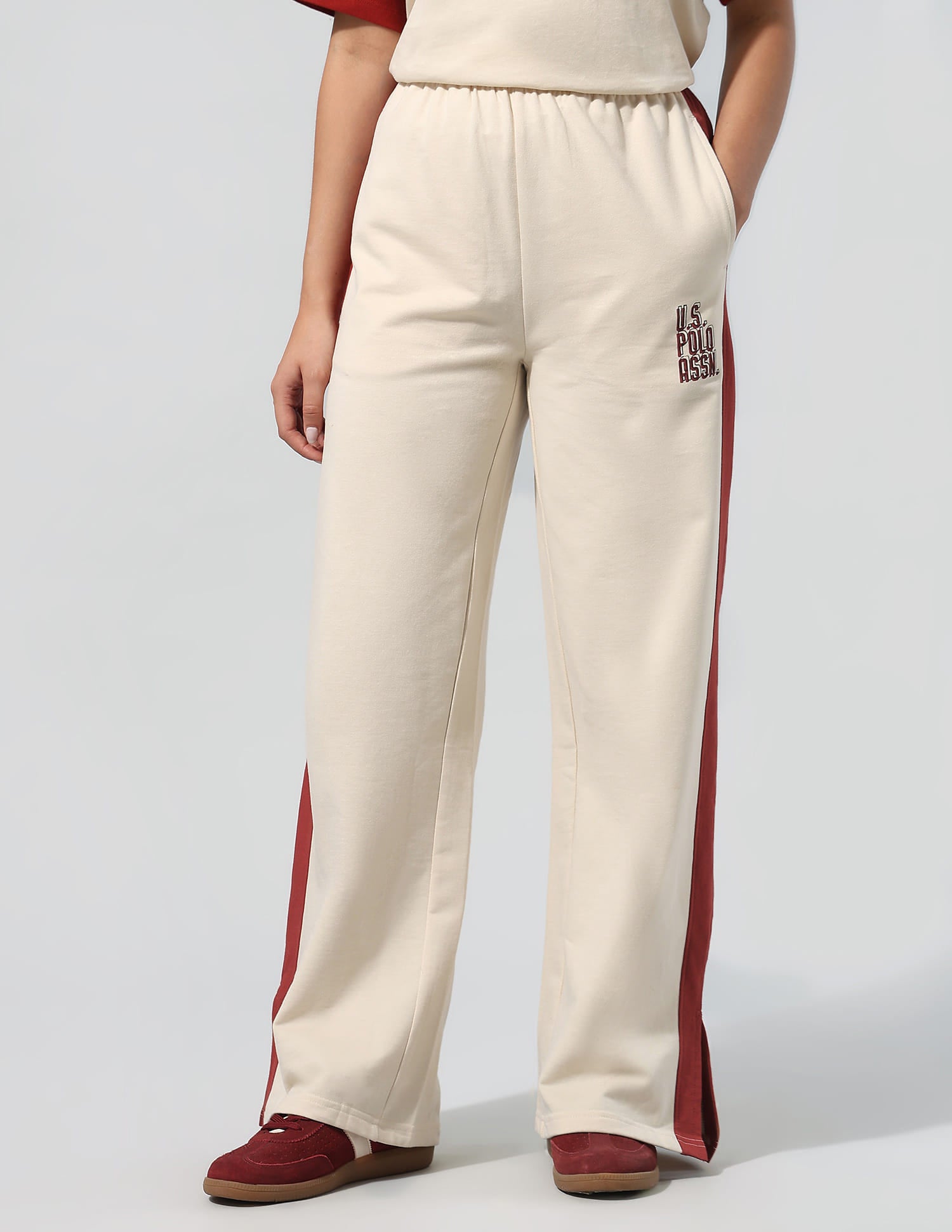 High Rise Wide Leg Trousers White - U.S. Polo Assn. India | Large