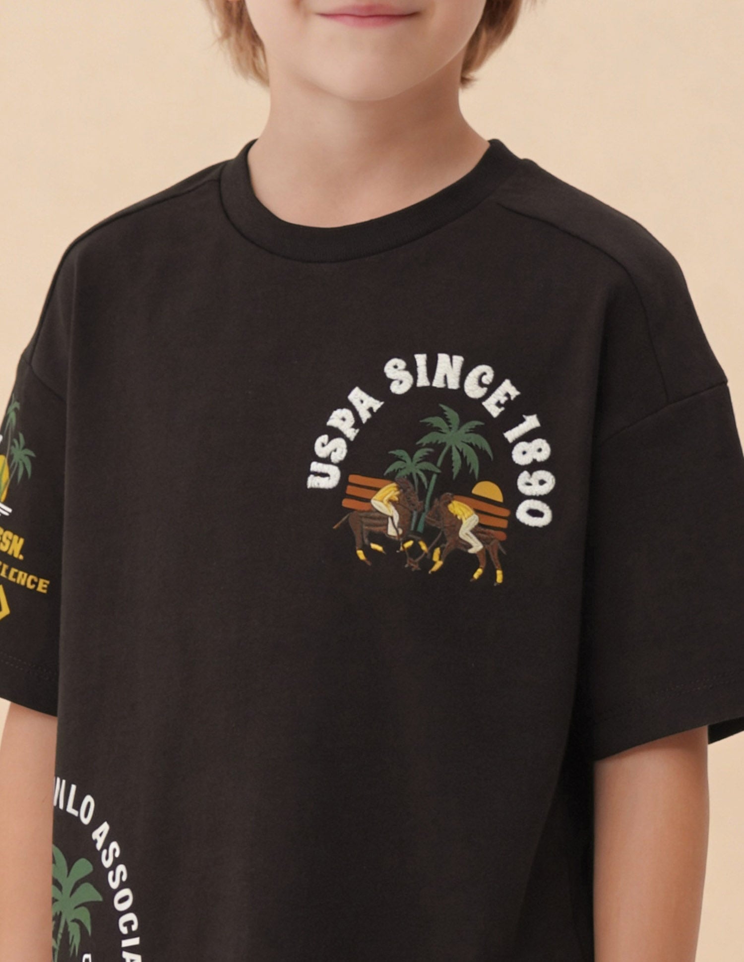 Graphic Brand Embroidered Oversized Fit T-Shirt Dark Brown - U.S. Polo Assn. India | Large