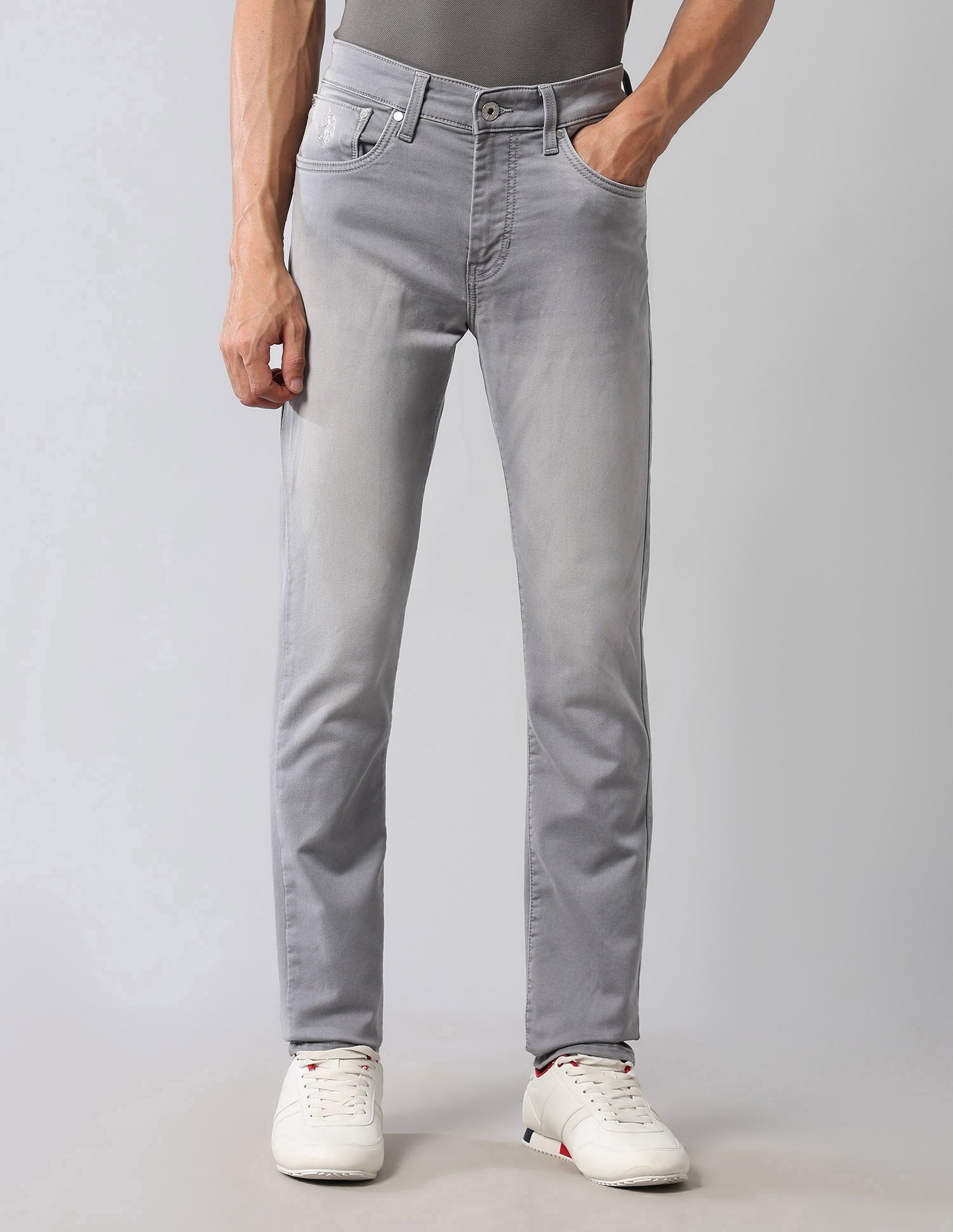 Regallo Skinny Fit Grey Ultra Soft Jeans Grey - U.S. Polo Assn. India | Large