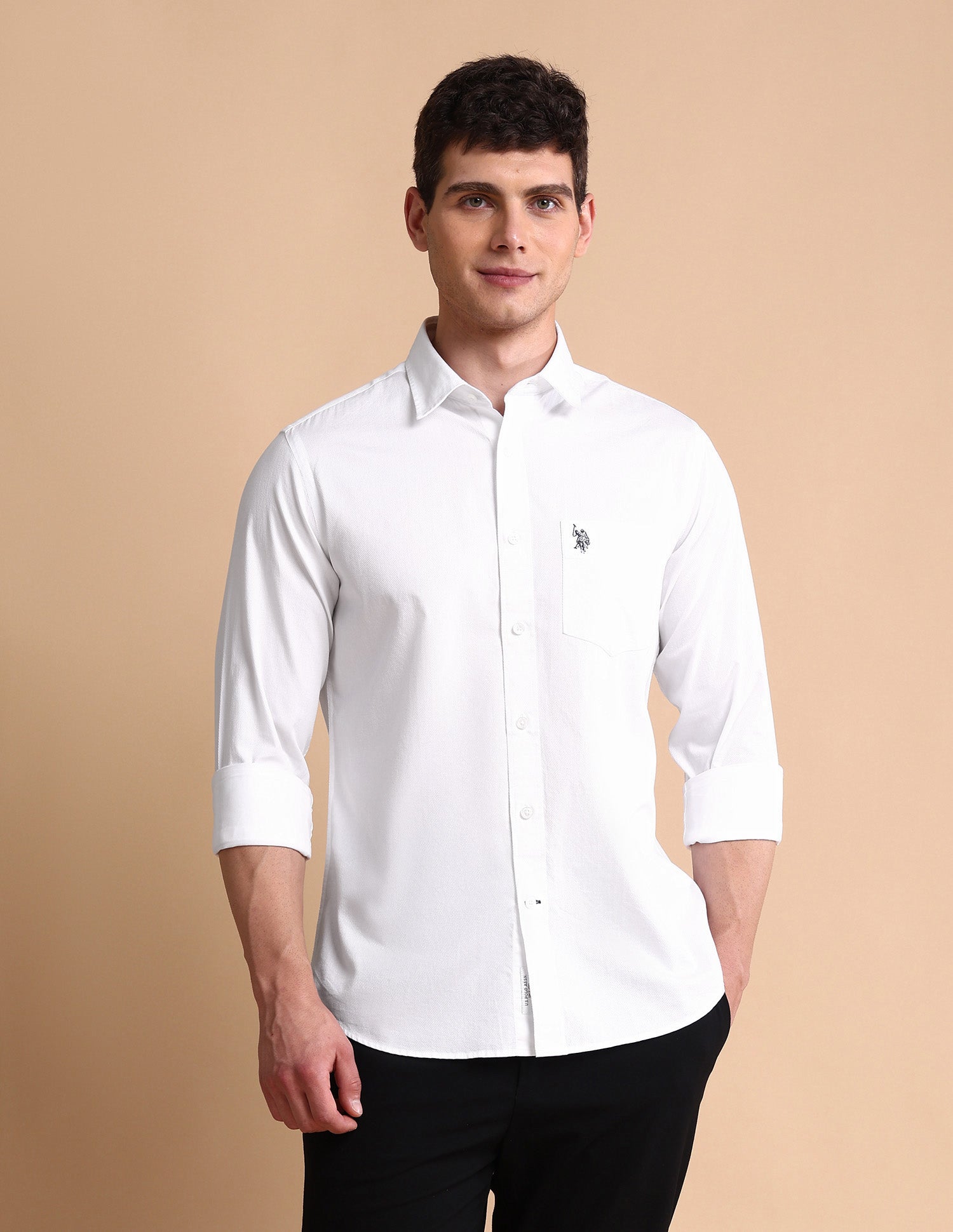 Pure Cotton Tailored Fit Shirt White - U.S. POLO ASSN. | Large