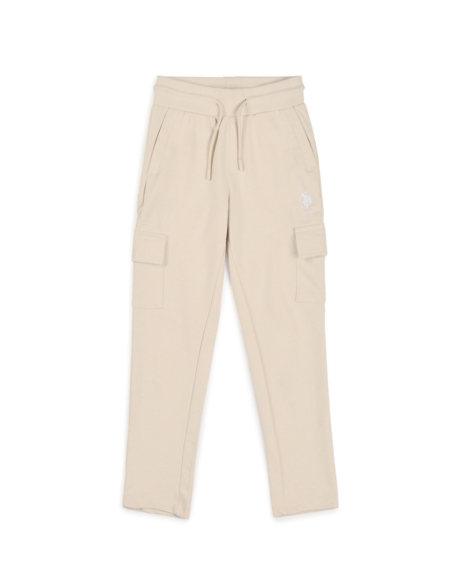 Boys Solid Pure Cotton Track Pants Beige - U.S. POLO ASSN. | Large