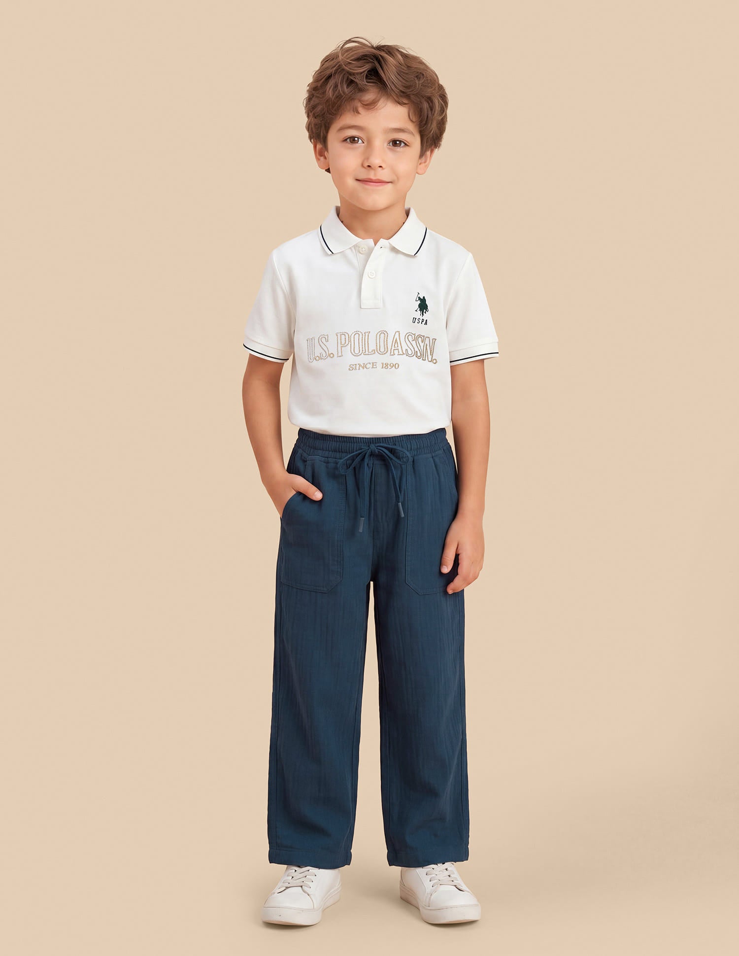 Solid Relaxed Fit Trousers Olive - U.S. Polo Assn. India | Large