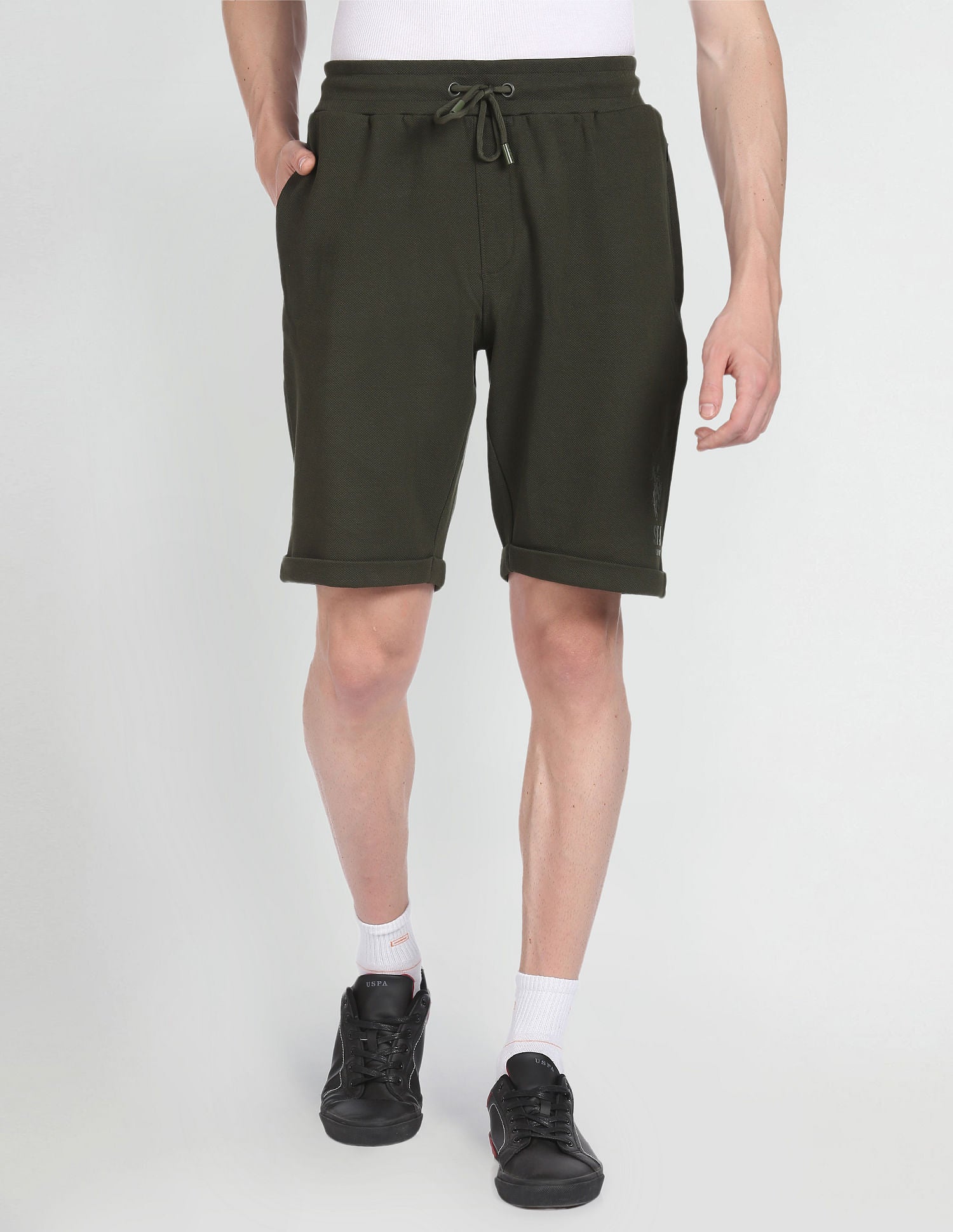 Solid Knit Shorts Olive - U.S. Polo Assn. India | Large