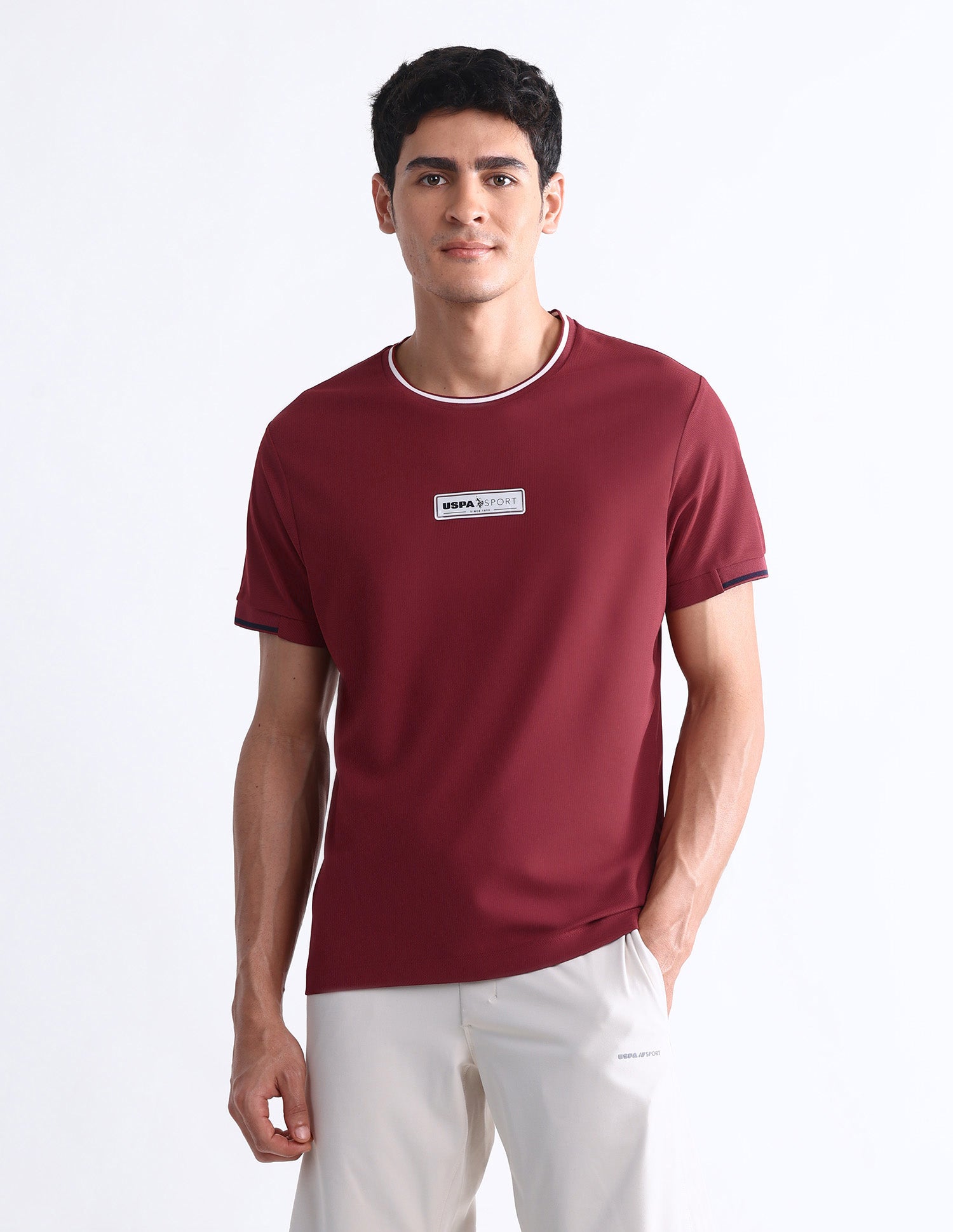 Solid Slim Fit T-Shirt Maroon - U.S. Polo Assn. India | Large