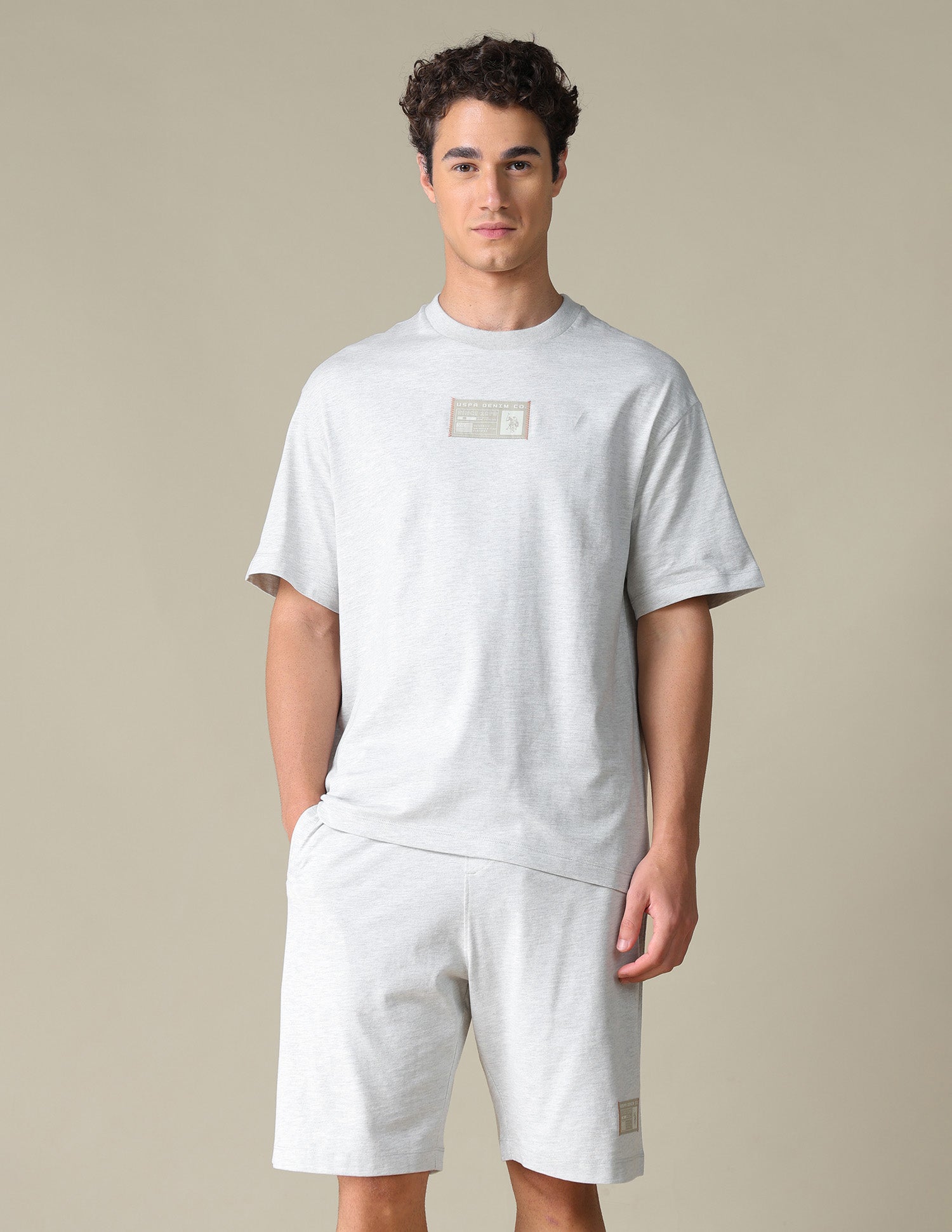 Heathered Relaxed Fit T-Shirt Ecru Melange - U.S. Polo Assn. India | Large