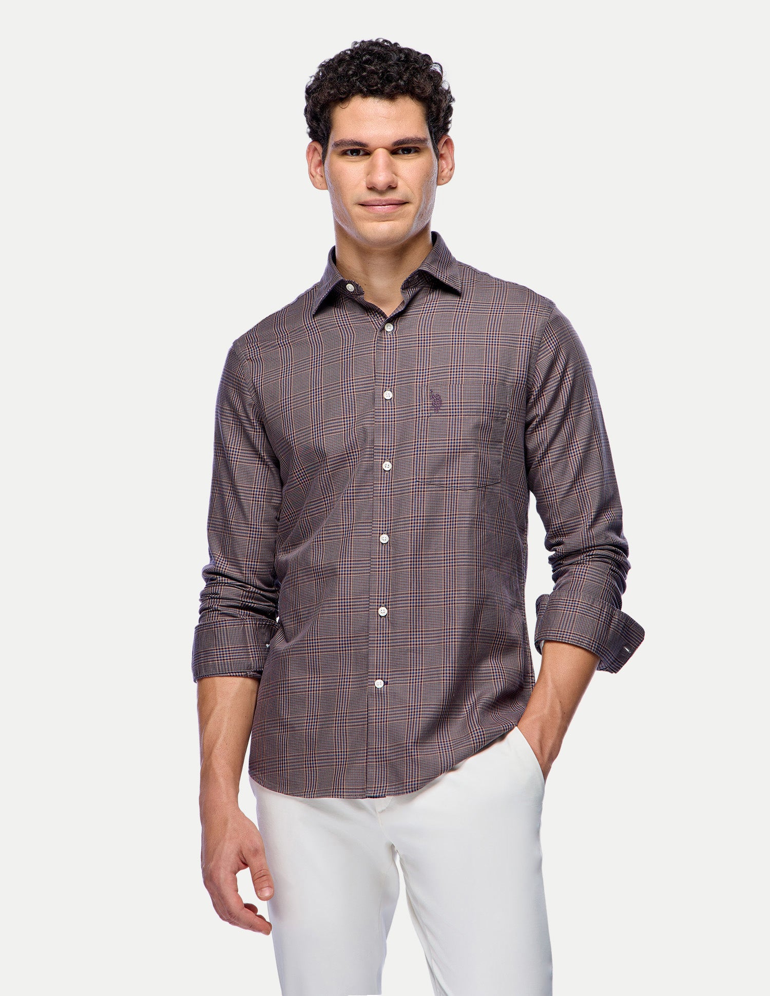 Glen Checked Twill Shirt Maroon - U.S. Polo Assn. India | Large