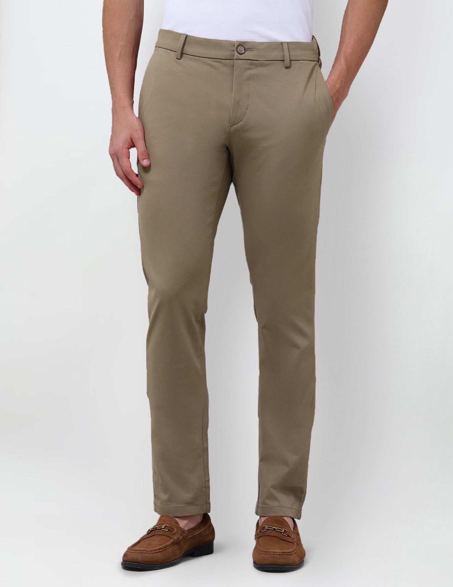 Denver Slim Fit Satin Trousers Khaki - U.S. Polo Assn. India | Large
