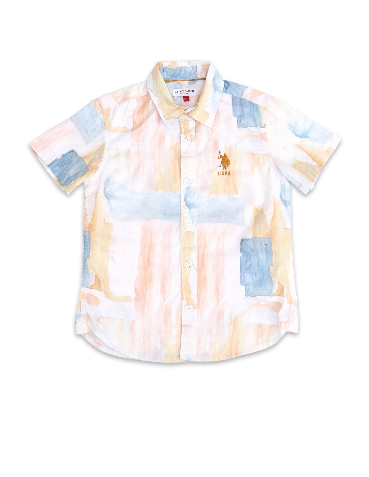 Boys Straight Fit Abstract Printed Shirt Yellow - U.S. Polo Assn. India | Large