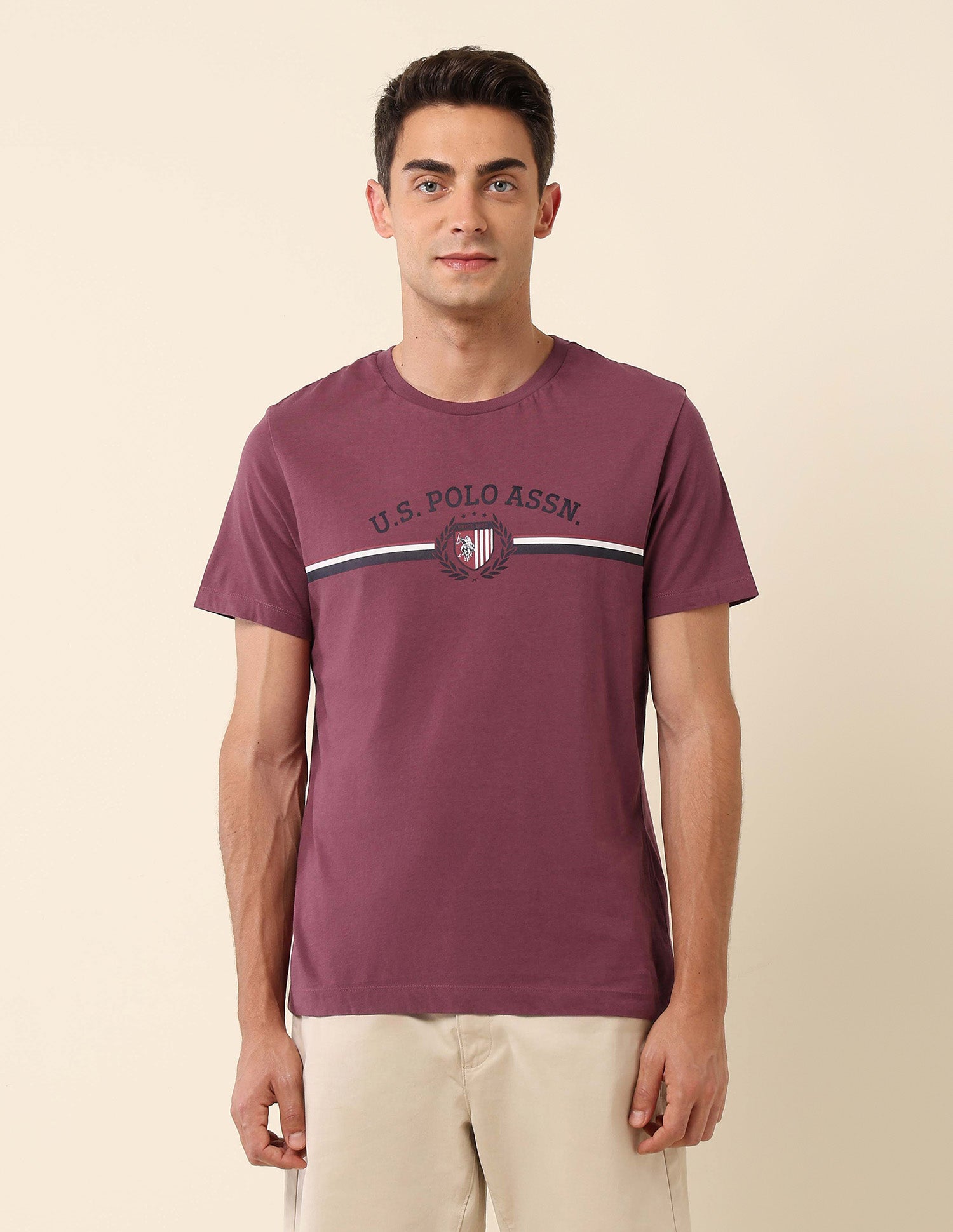 Pure Cotton Slim Fit T-Shirt Maroon - U.S. Polo Assn. India | Large