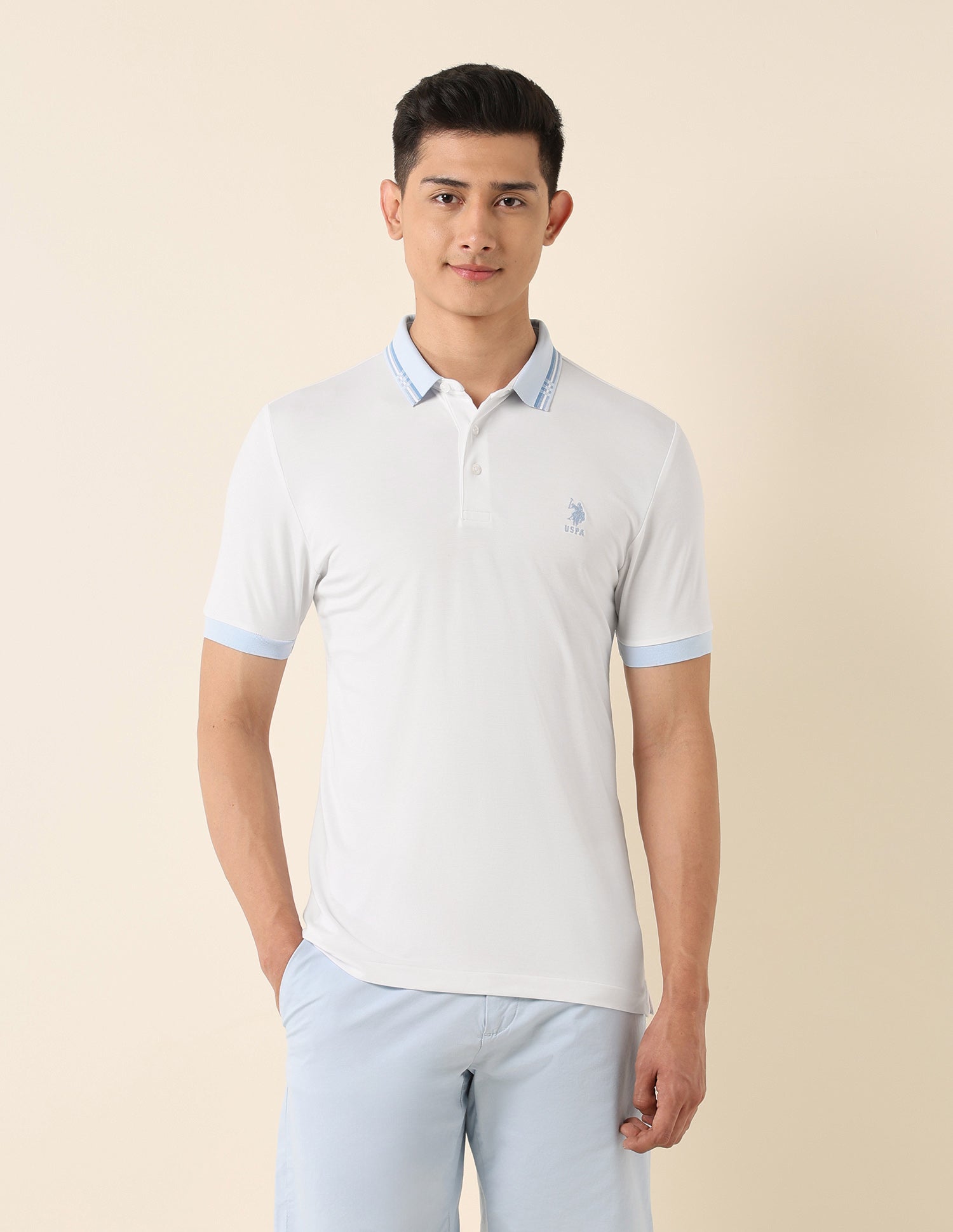 Solid Slim Fit Polo Shirt White - U.S. Polo Assn. India | Large