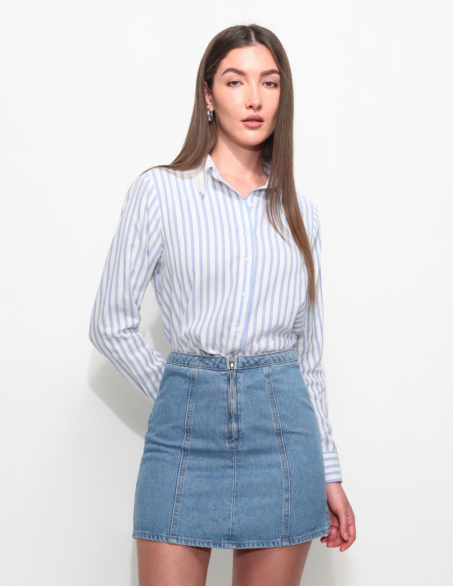 Vertical Striped Textured Shirt Blue - U.S. Polo Assn. India | Large