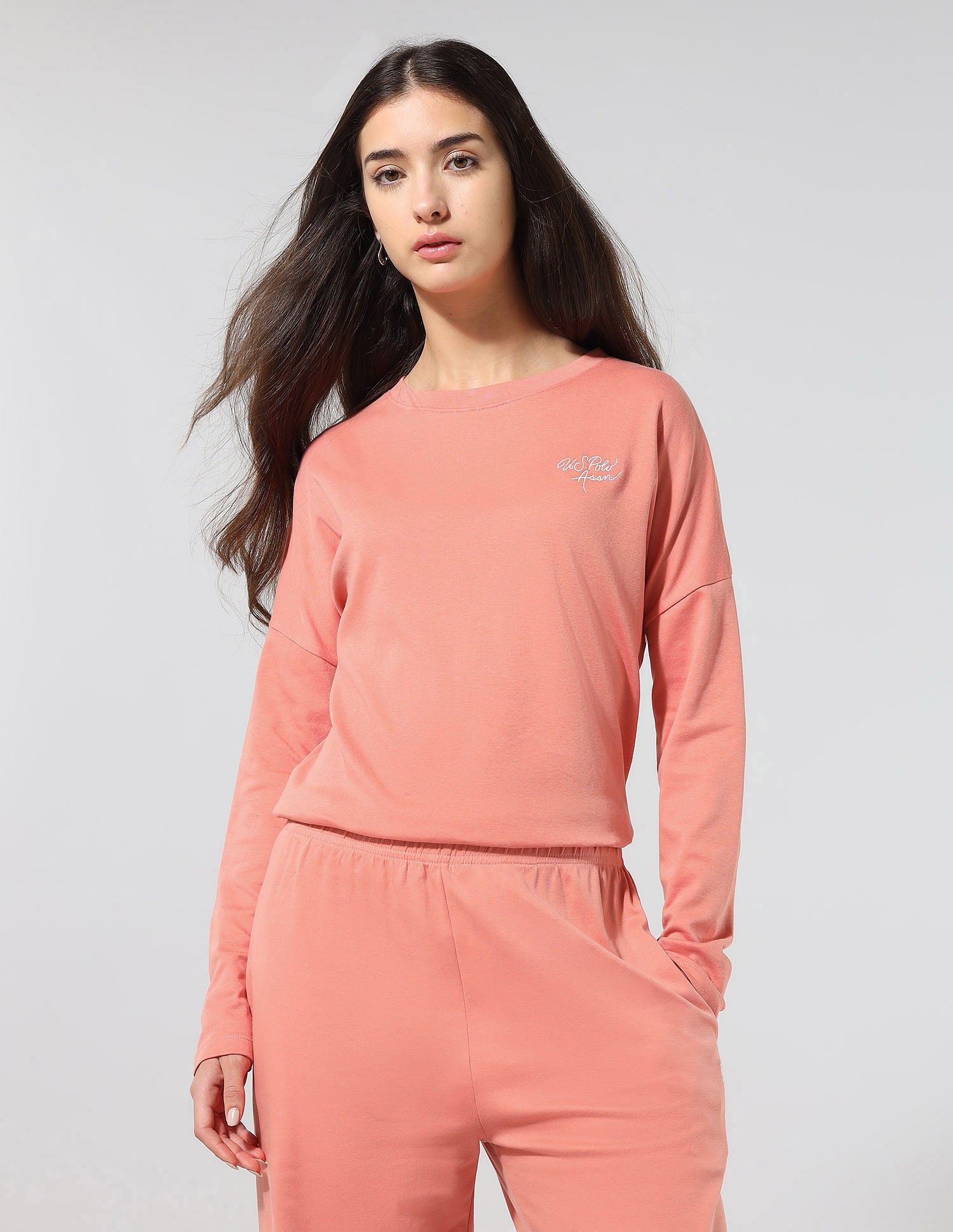 Boat Neck Relaxed Fit Lounge T-Shirt Light Pink - U.S. POLO ASSN. | Large