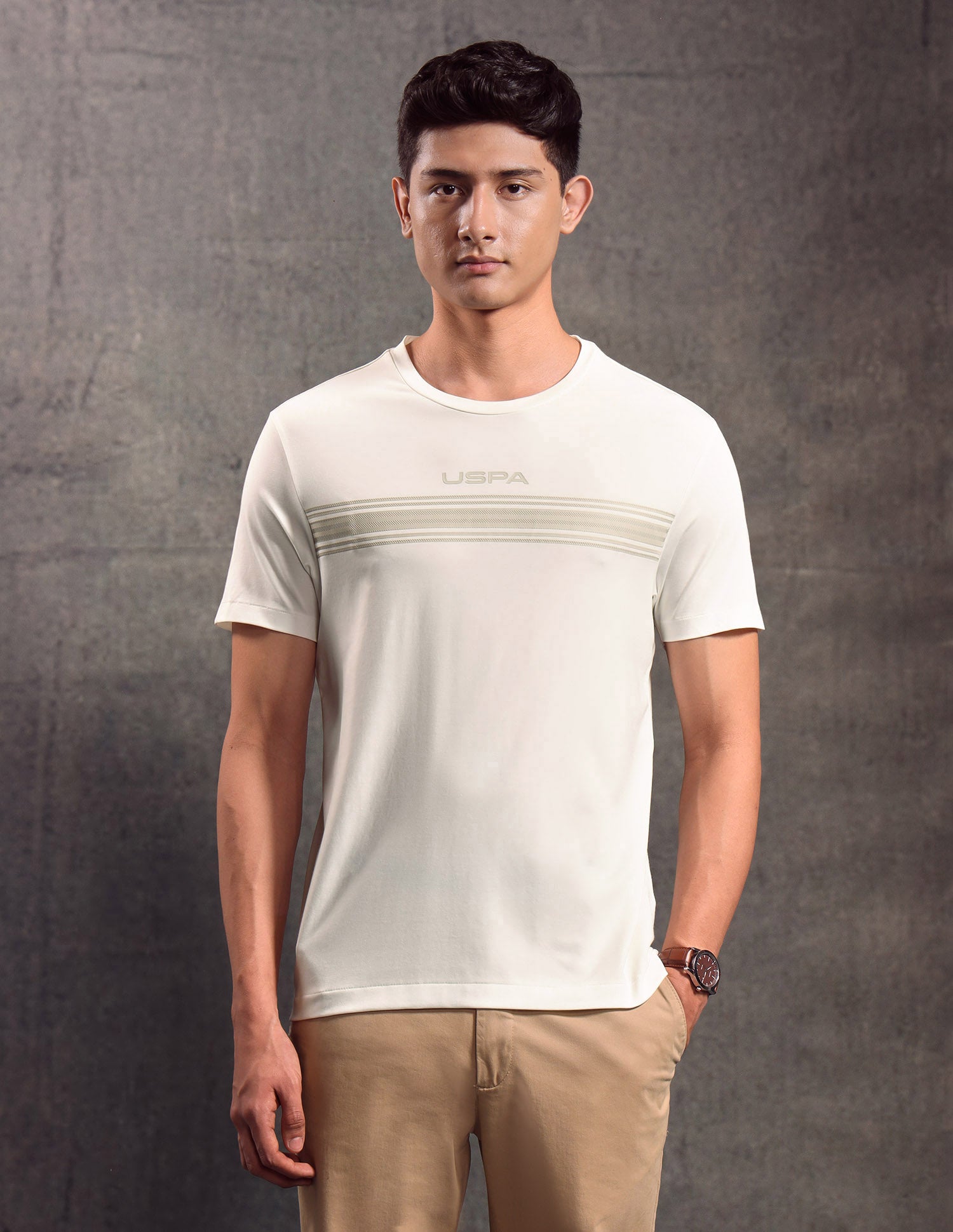 Horizontal Striped Regular Fit T-shirt Ivory - U.S. POLO ASSN. | Large