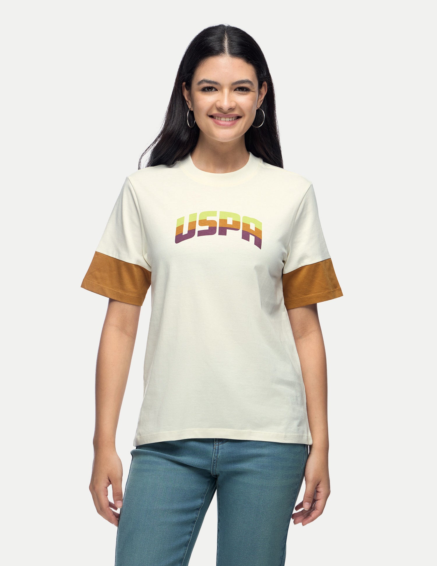 Brand Printed Relaxed Fit T-Shirt Off White - U.S. Polo Assn. India | Large