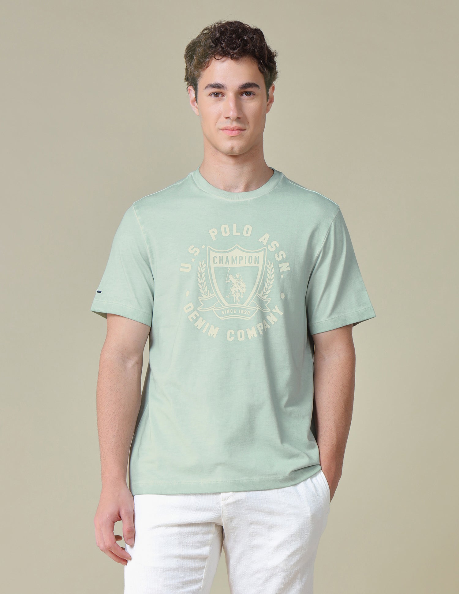 Graphic Brand Printed Relaxed Fit T-Shirt Green - U.S. Polo Assn. India | Large