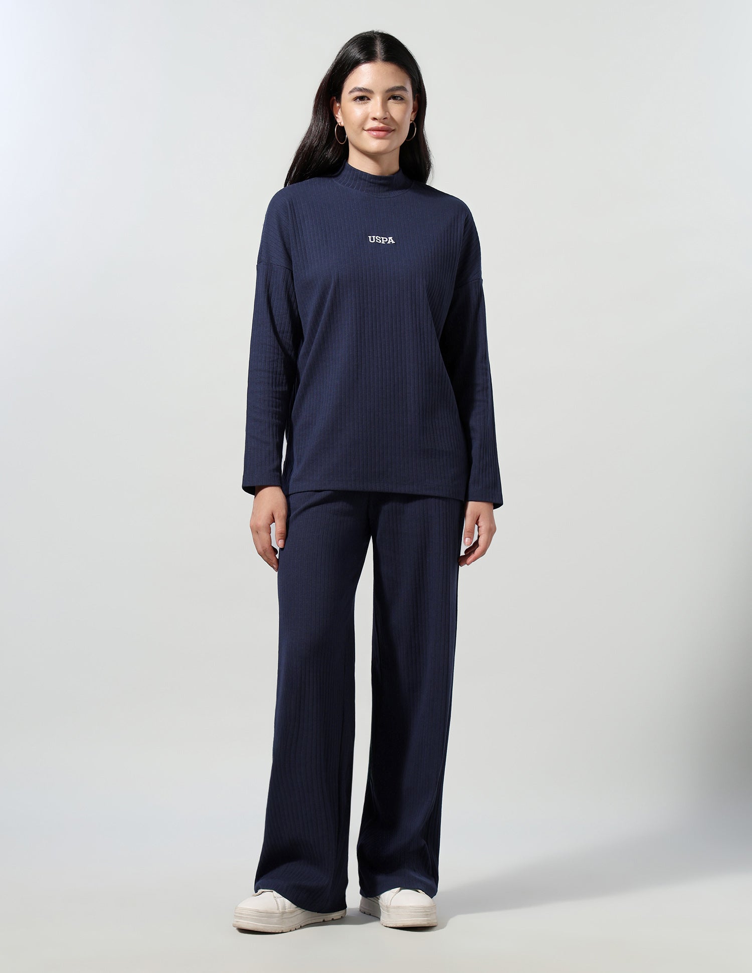 Self Design Vertical Striped Leisure Cord Set Navy - U.S. Polo Assn. India | Large