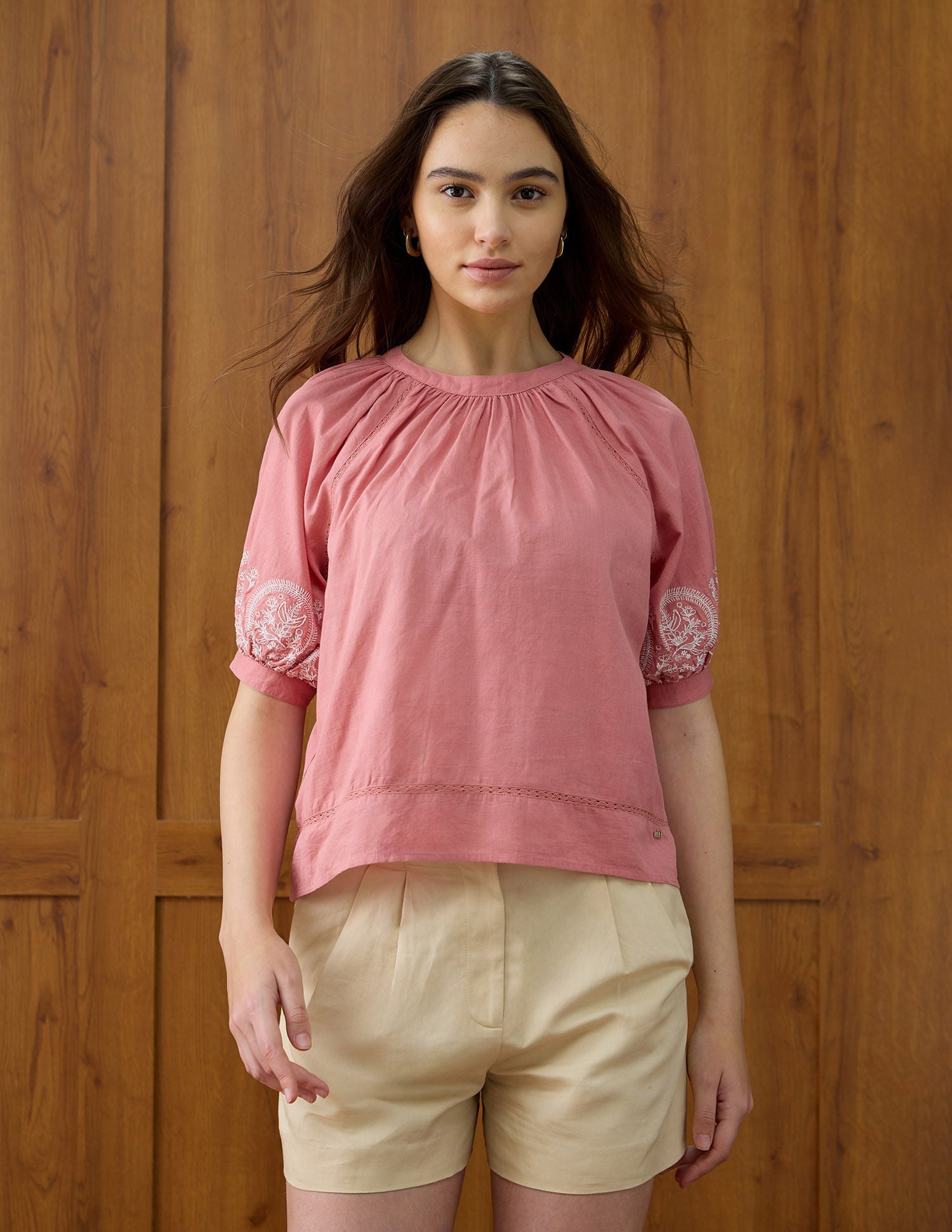 Embroidered Round Neck Top Pink - U.S. POLO ASSN. | Large