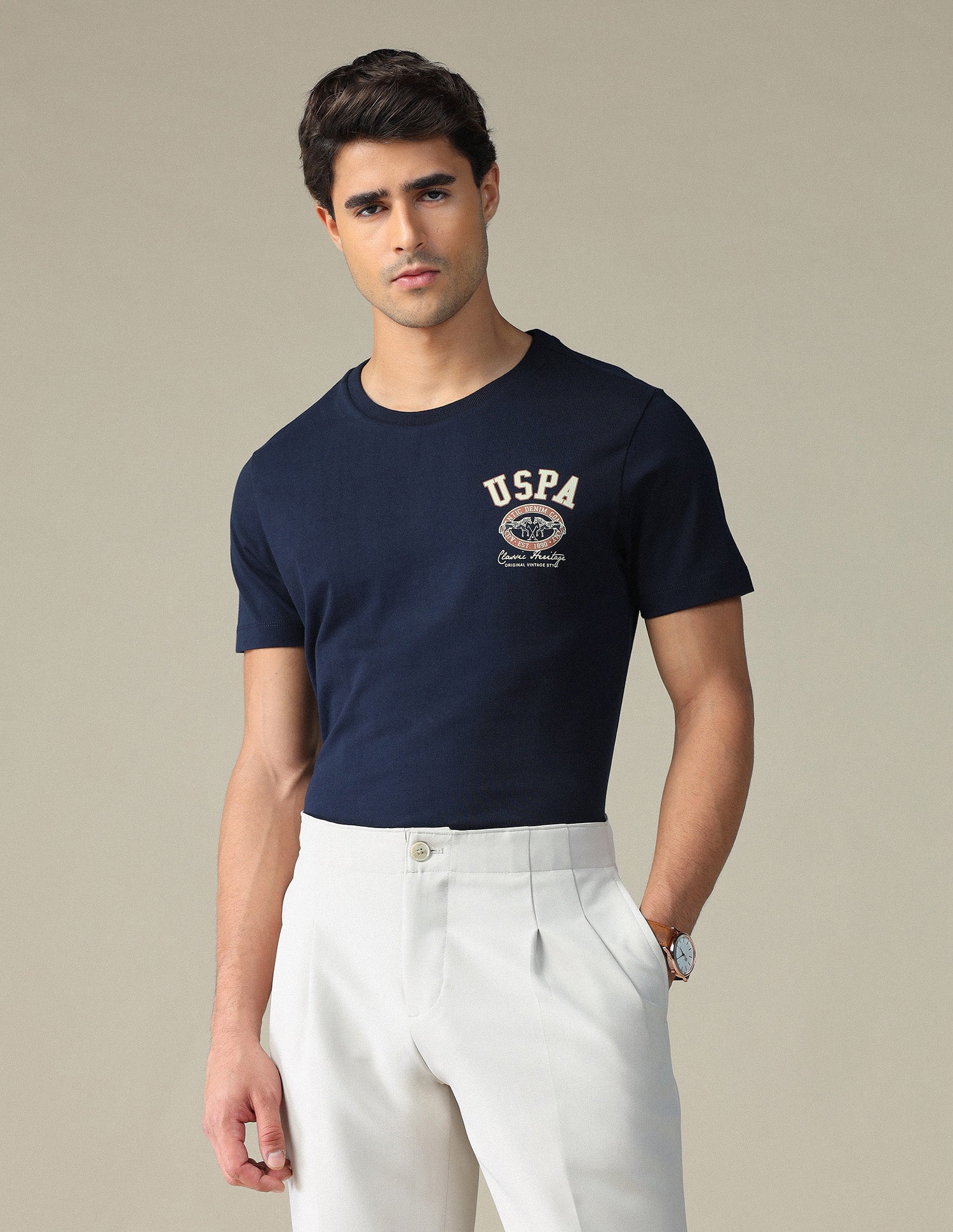 Brand Printed Muscle Fit T-Shirt Navy - U.S. POLO ASSN. | Large