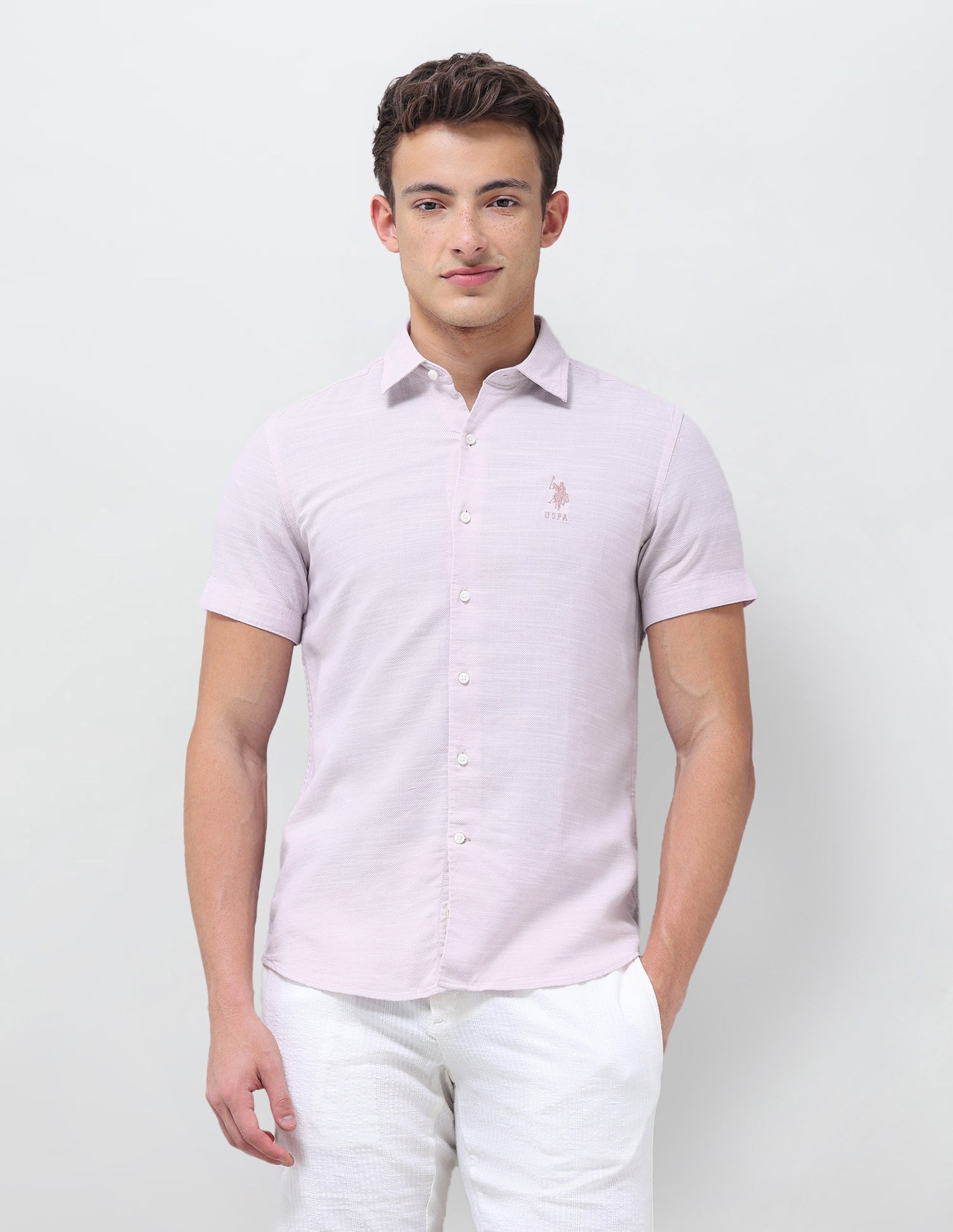 Solid Regular Fit Shirt Pink - U.S. Polo Assn. India | Large
