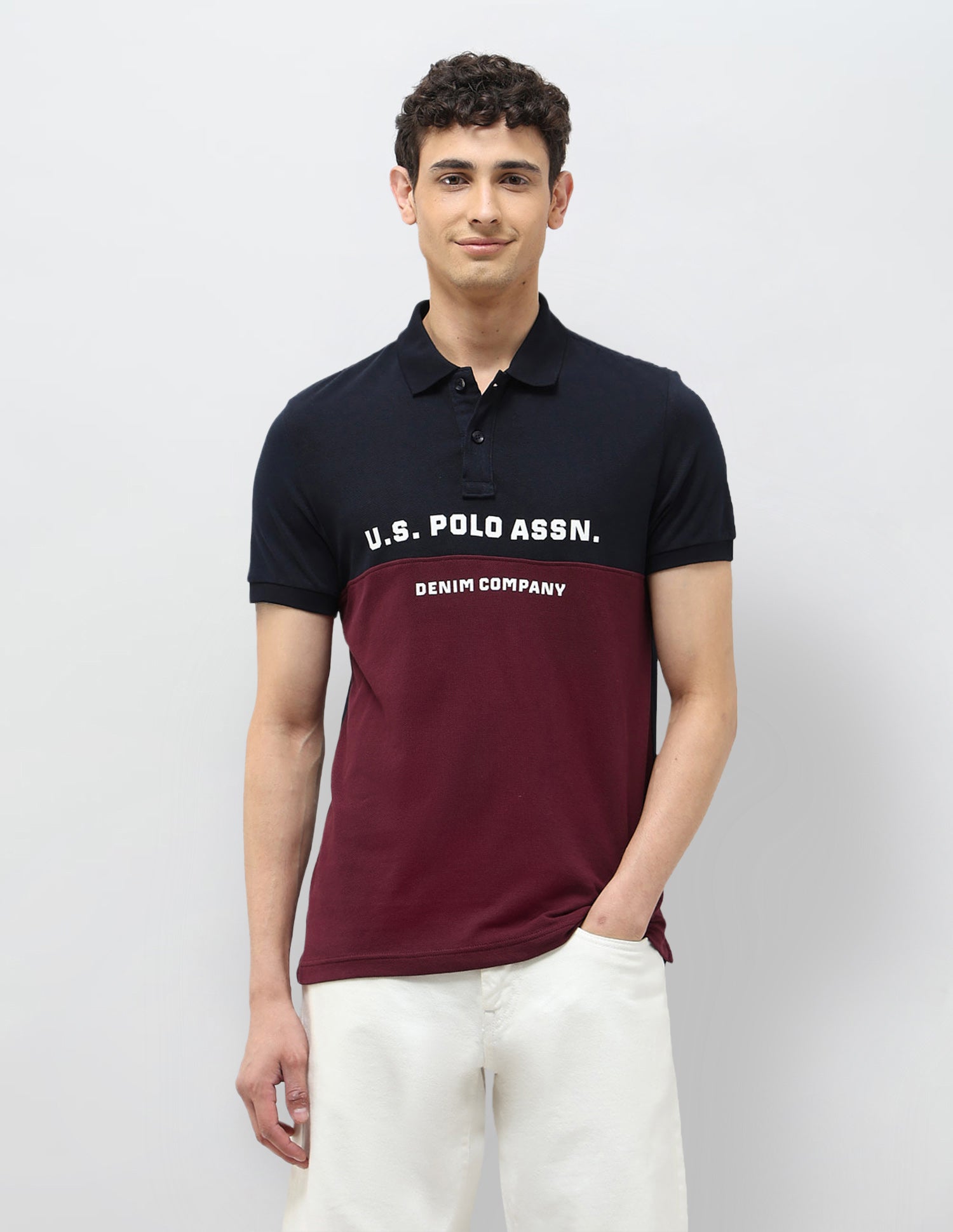 Brand Printed Muscle Fit Polo shirt Navy - U.S. POLO ASSN. | Large