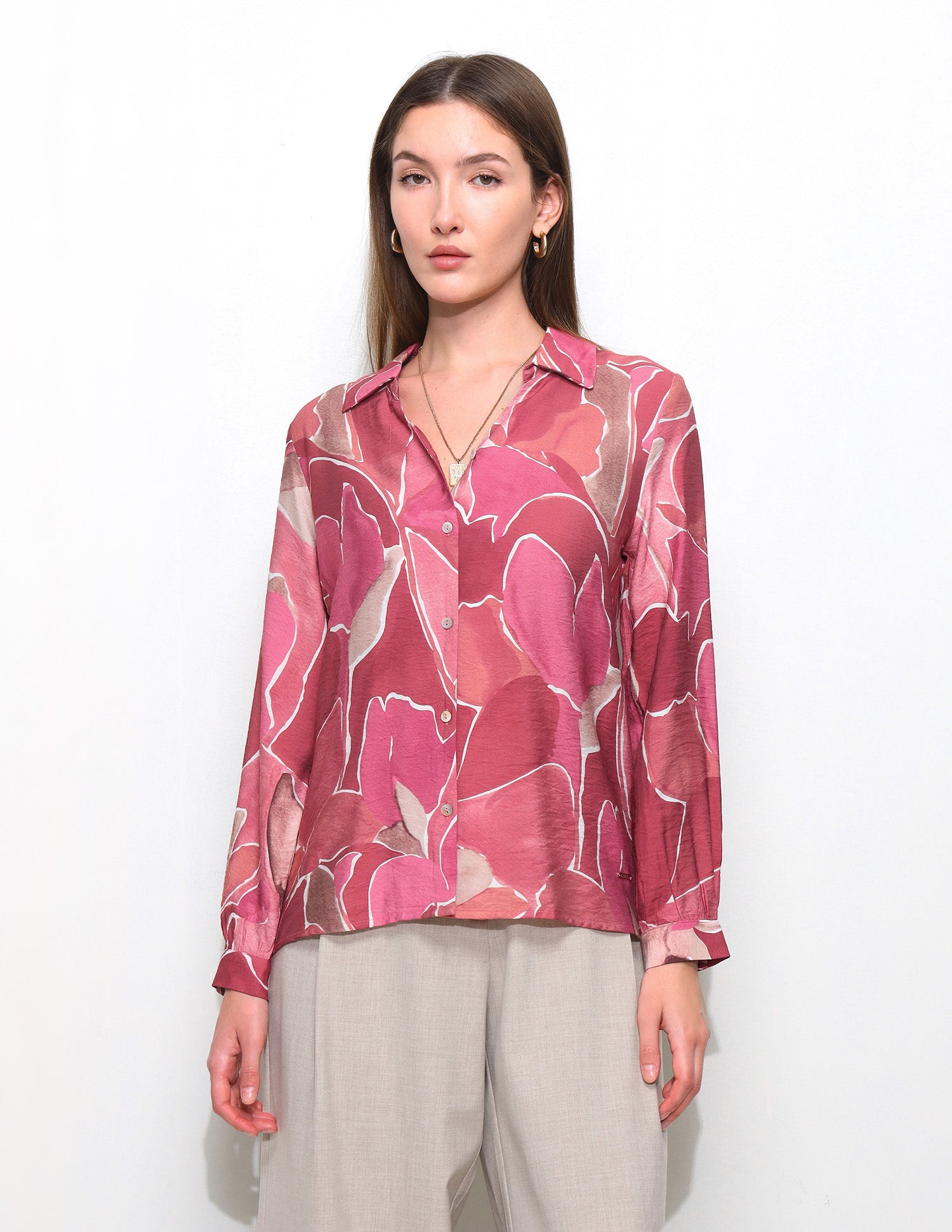 Abstract Printed V-Neck Collar Shirt Maroon - U.S. Polo Assn. India | Large