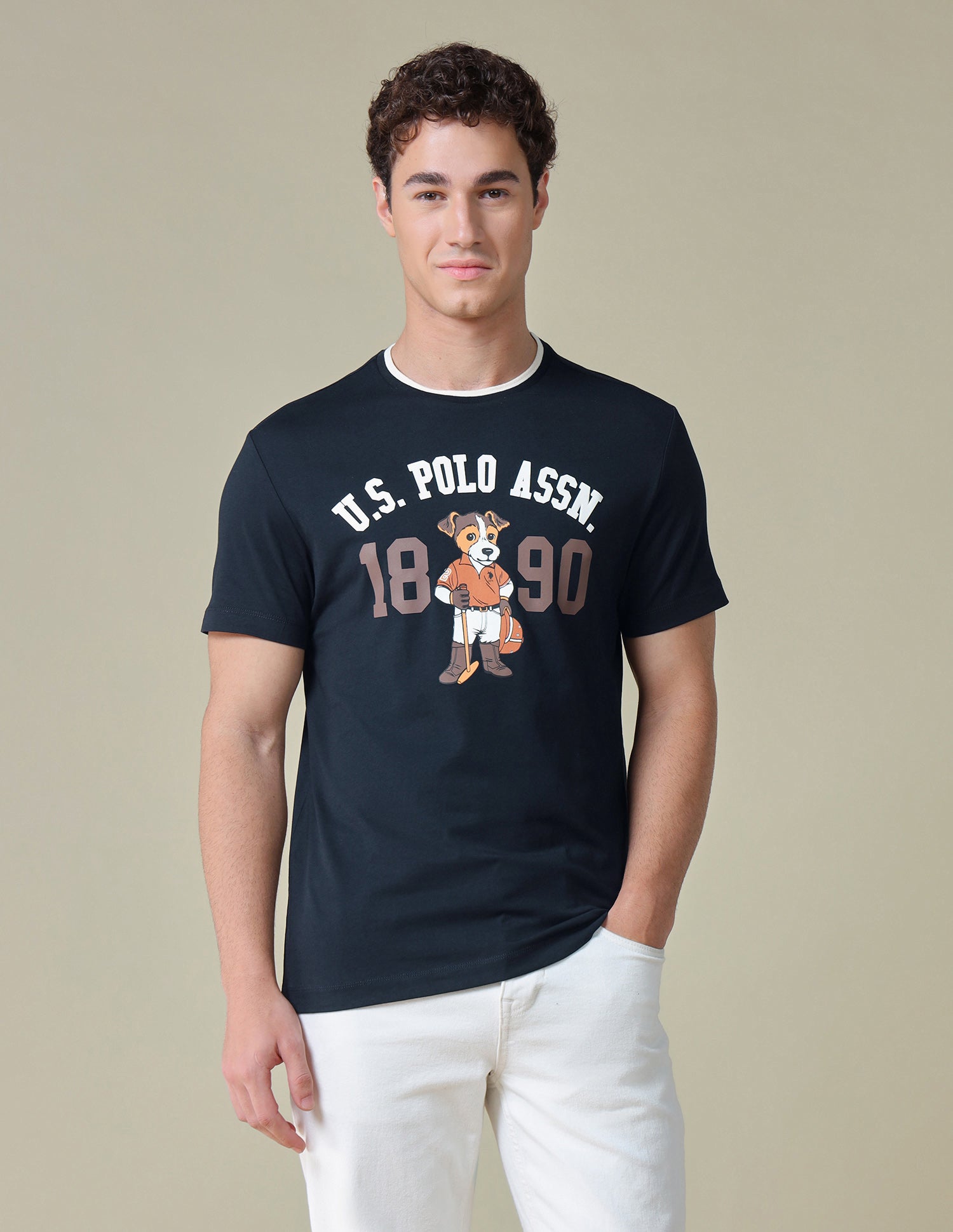 Graphic Brand Printed Slim Fit T-Shirt Navy - U.S. Polo Assn. India | Large