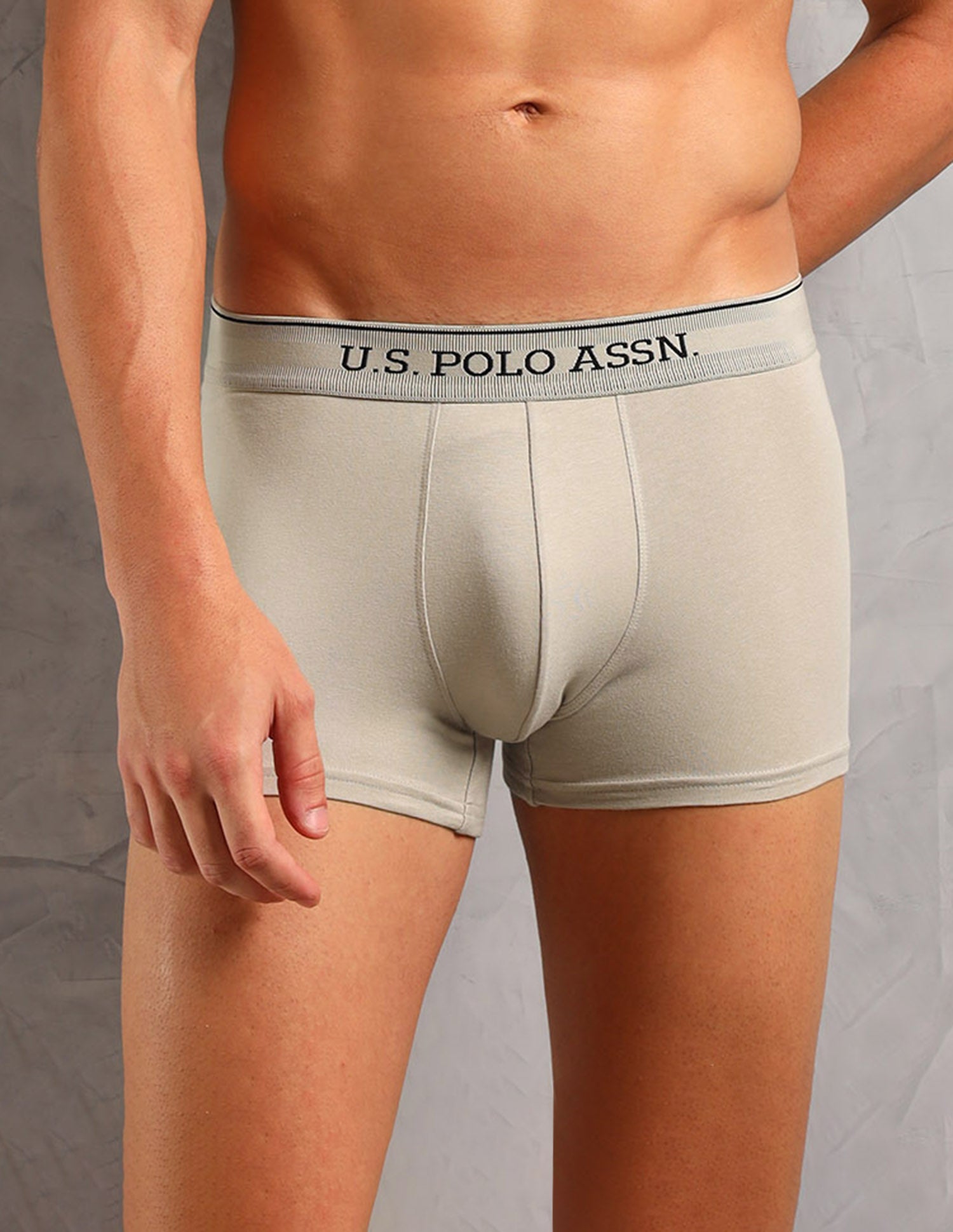 Solid Breathable OET17 Trunks - Pack Of 3 Aop Stone Blue, Aop Antler and Oatmeal Solid - U.S. POLO ASSN. | Large