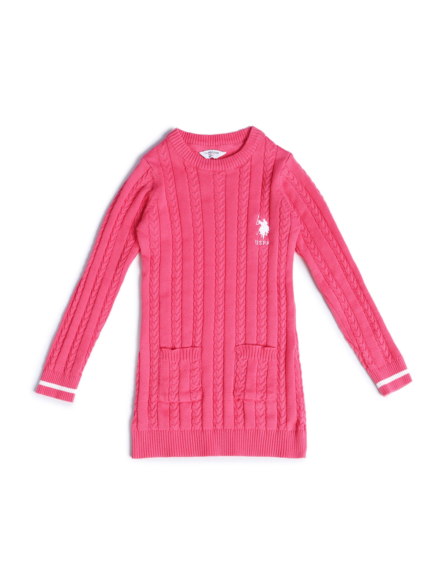 Girls Cable Knit Sweater Rogue Pink - U.S. POLO ASSN. | Large