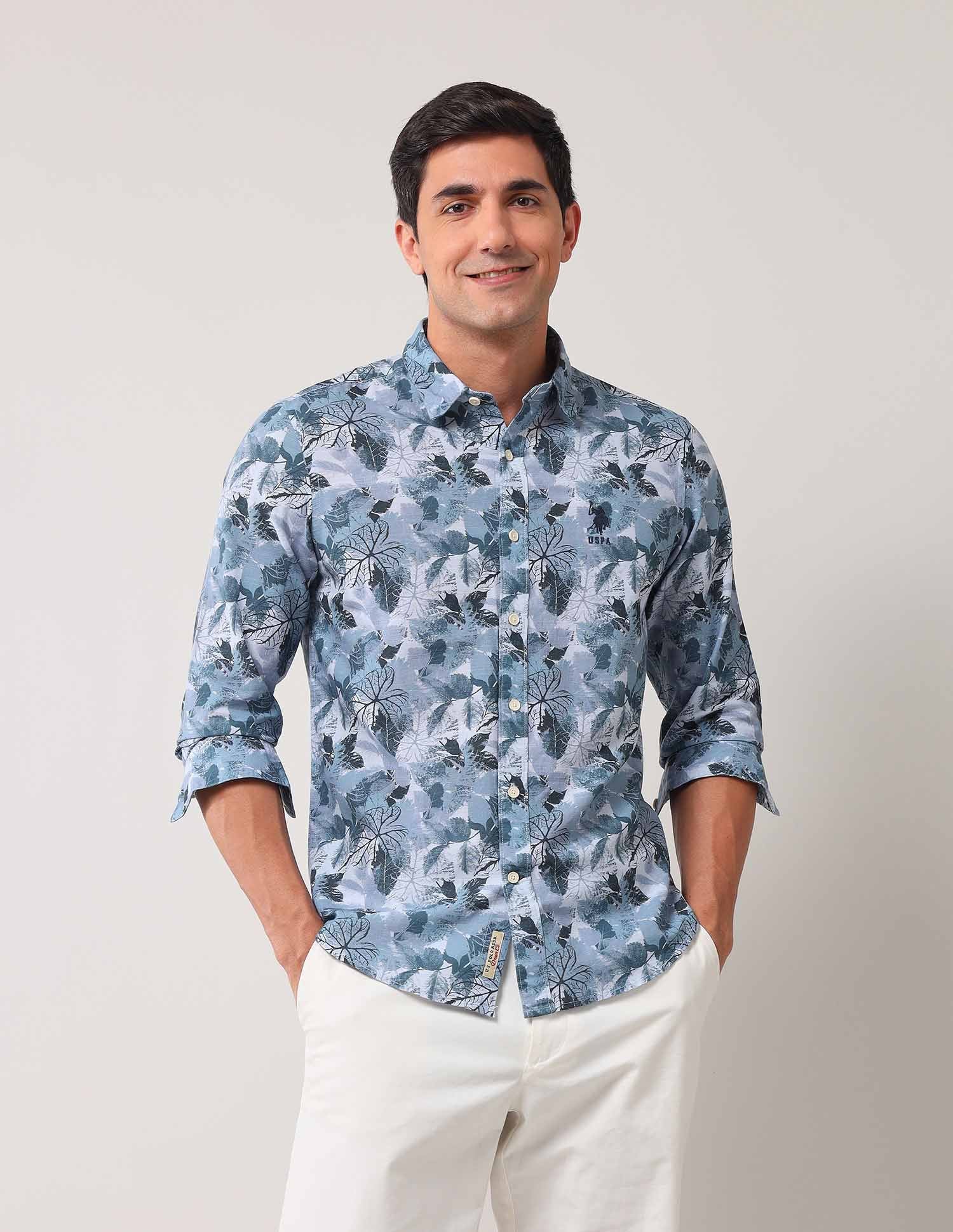 Regular Fit Floral Printed Shirt Blue - U.S. POLO ASSN. | Large
