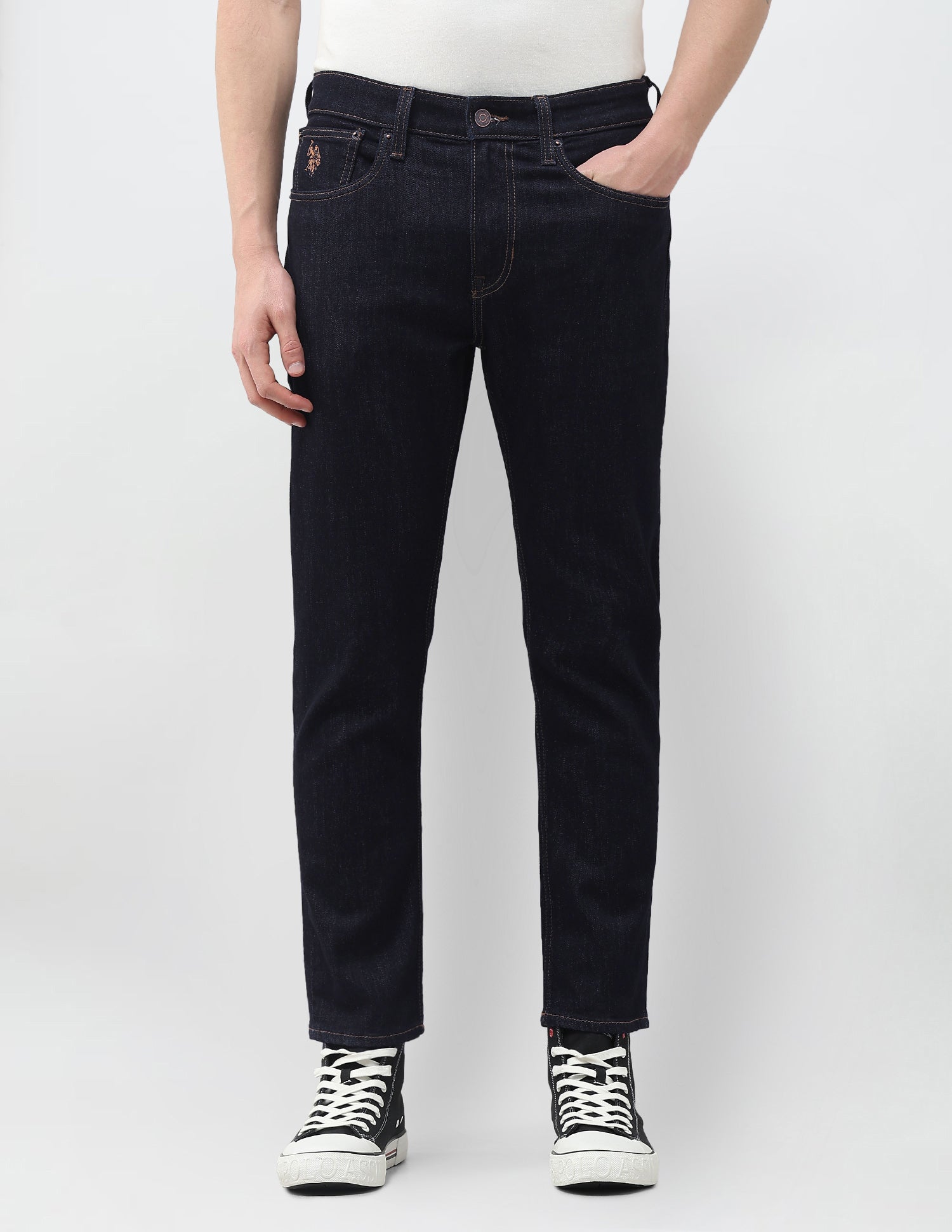 Cole Comfort Cropped Fit Blue Jeans Dark Blue - U.S. Polo Assn. India | Large