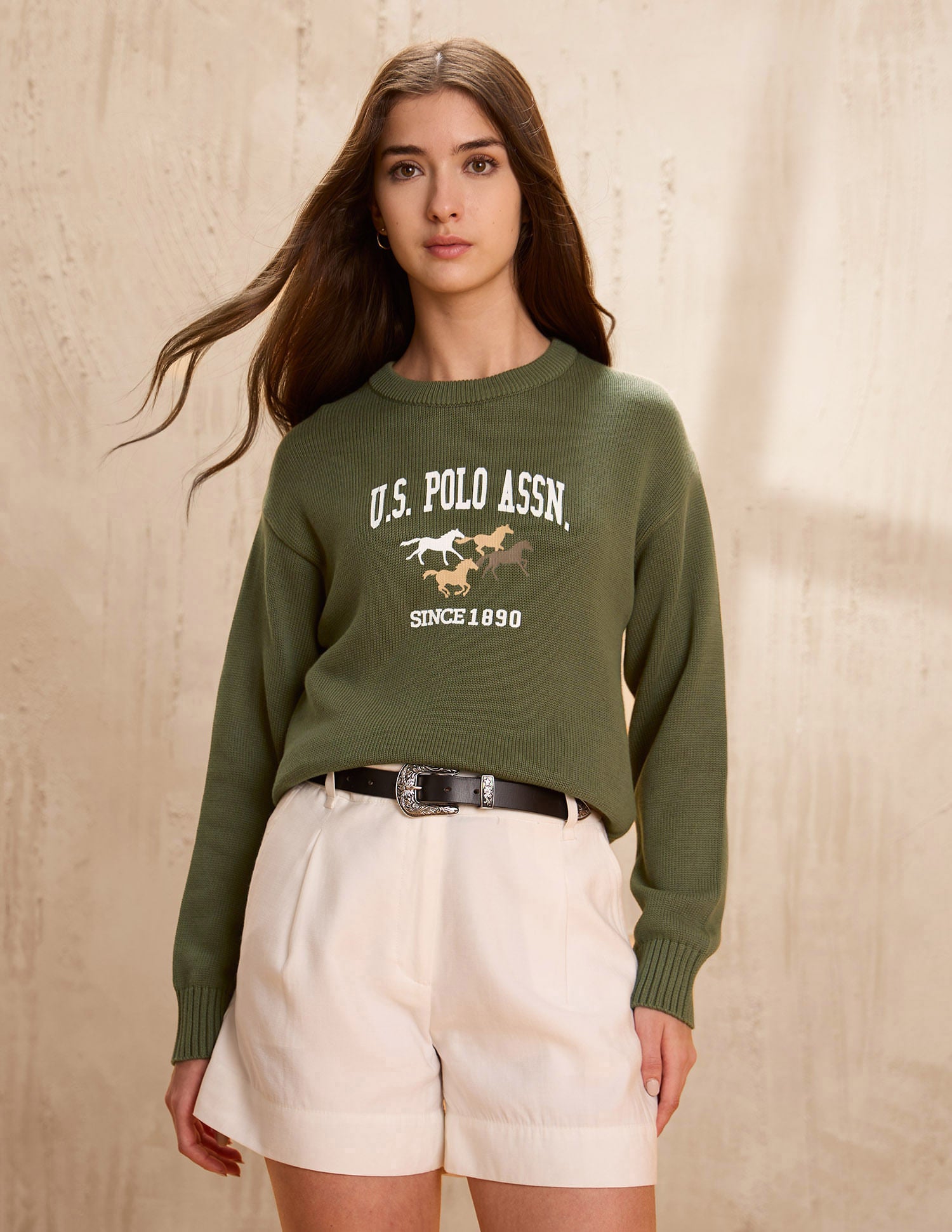 Brand Printed Regular Fit Sweater Green - U.S. POLO ASSN. | Large