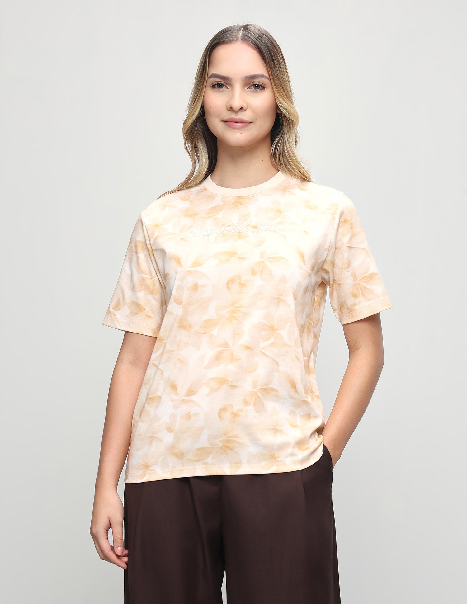 Floral Printed Boxy Fit T-Shirt Mustard - U.S. Polo Assn. India | Large