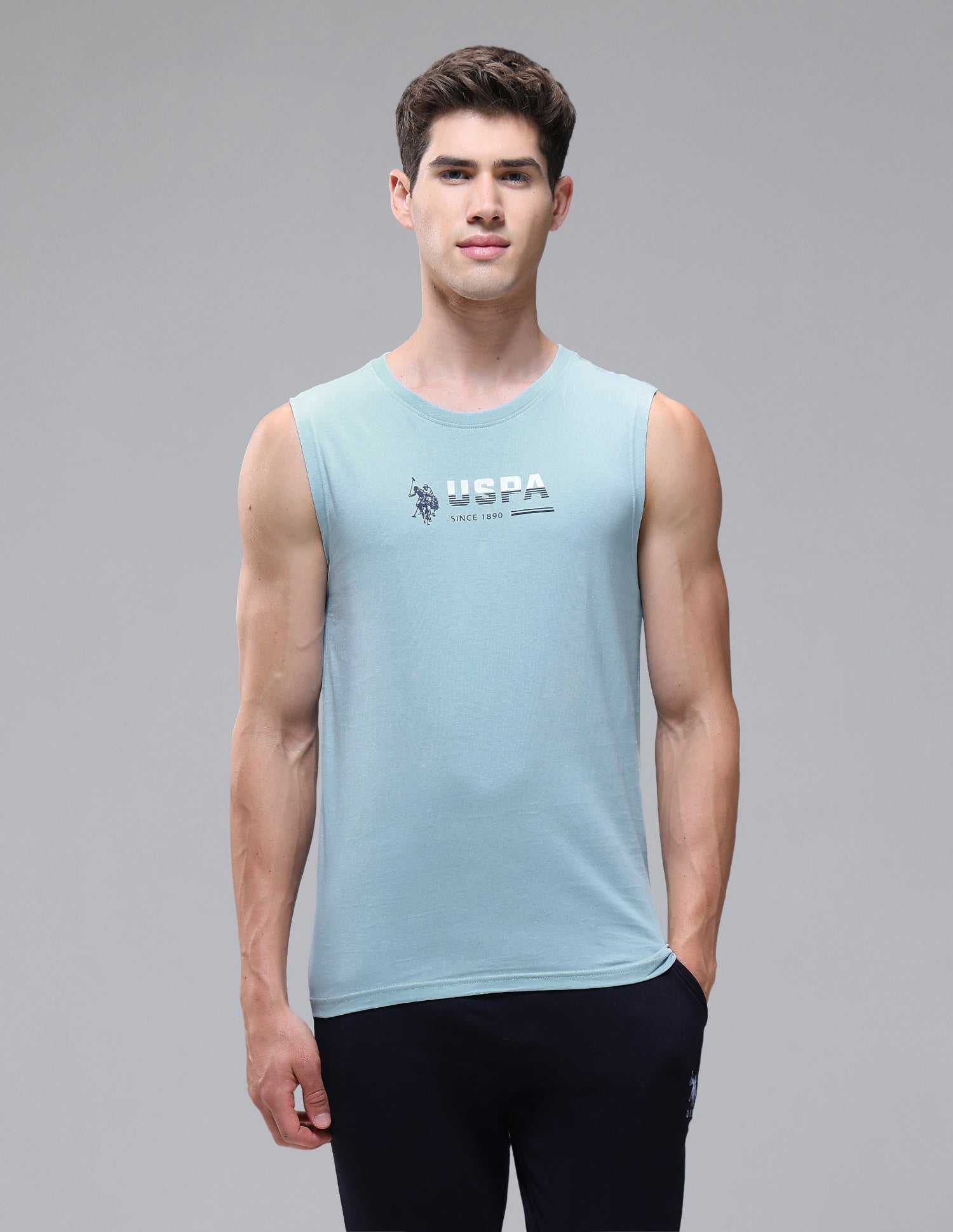 Solid Cotton OEV06 Vest - Pack Of 1 Lt Blue - U.S. Polo Assn. India | Large