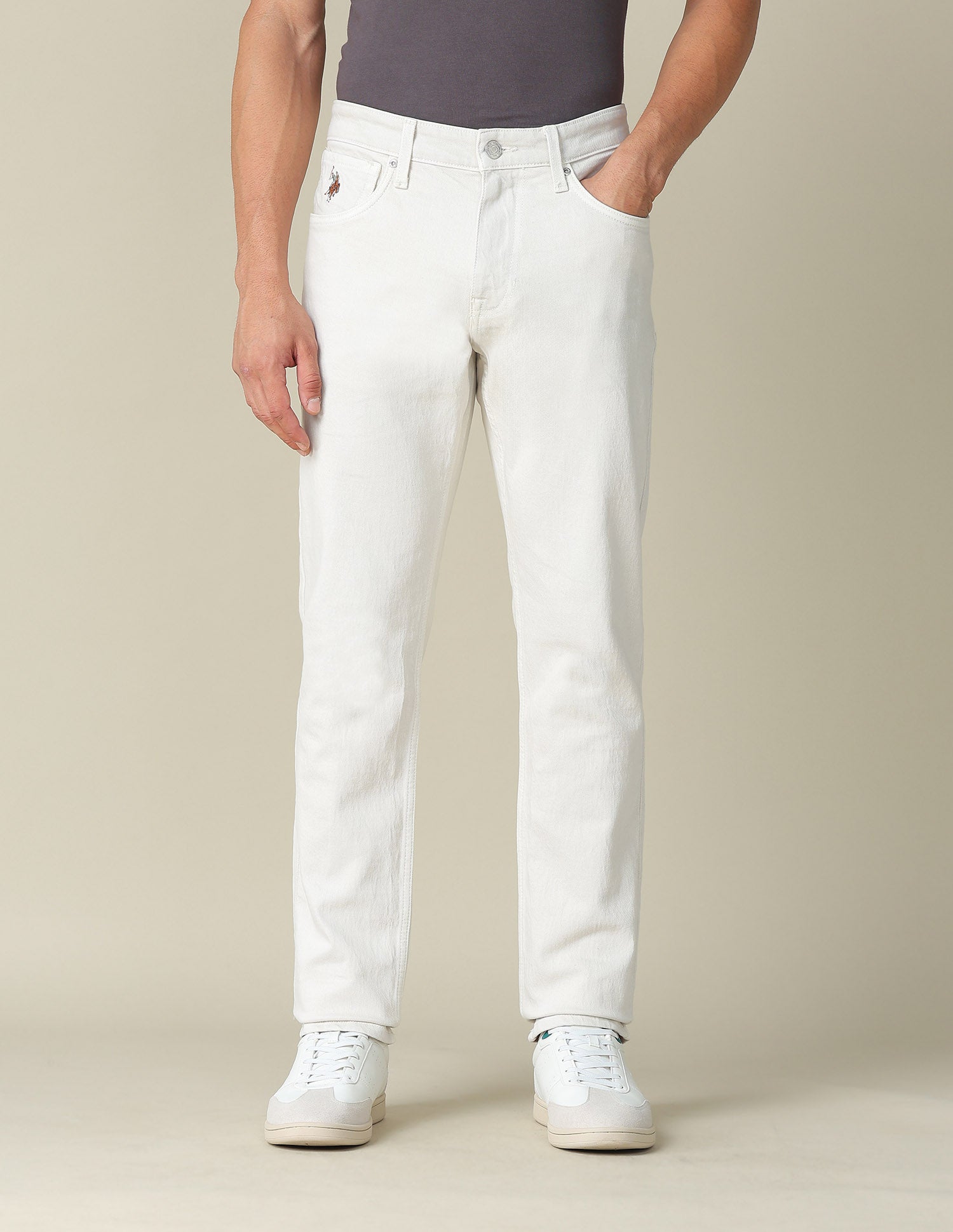 Harold Slim Straight Fit Mid Rise Jeans White - U.S. POLO ASSN. | Large