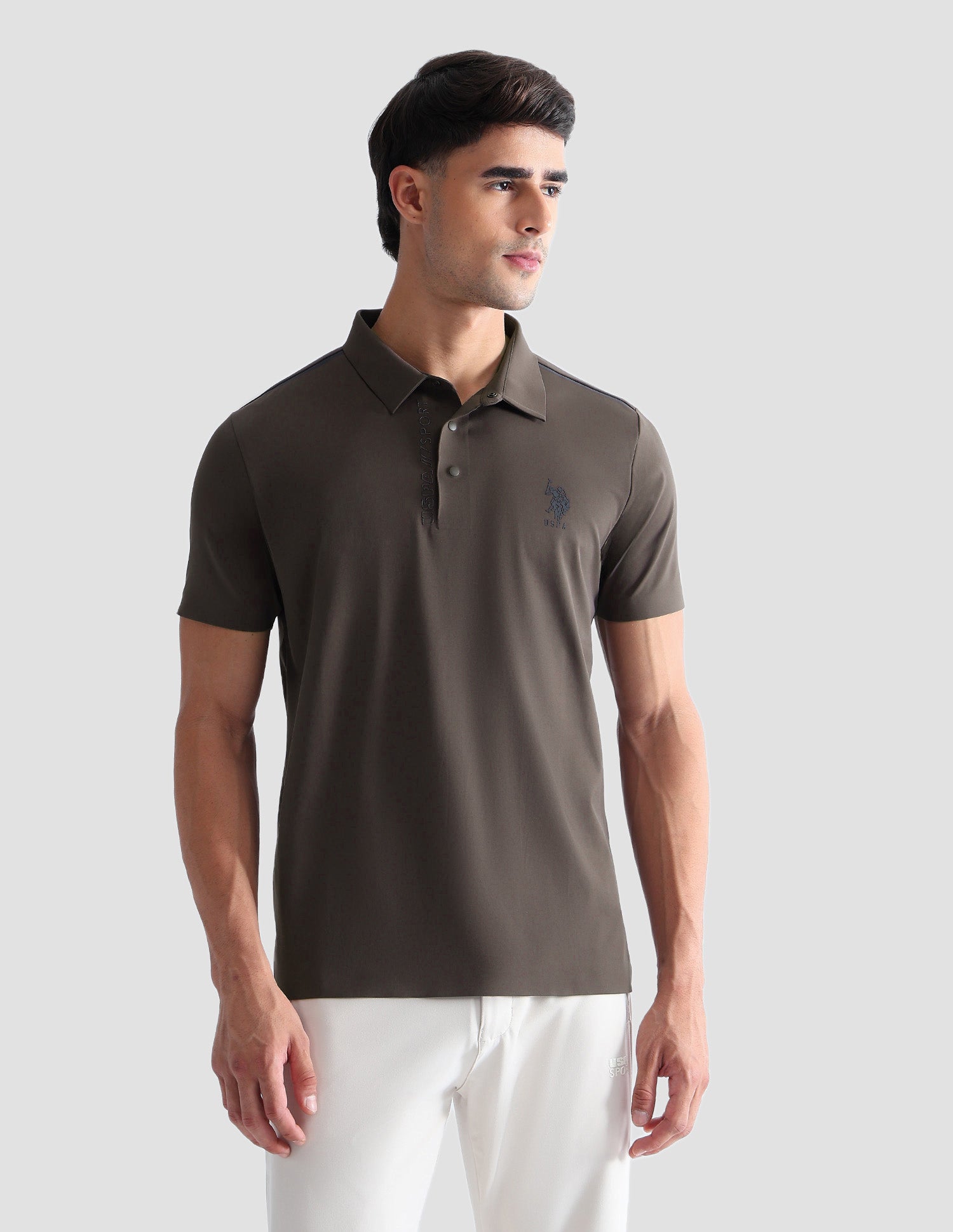 Solid Regular Fit Active Polo Shirt Brown - U.S. POLO ASSN. | Large