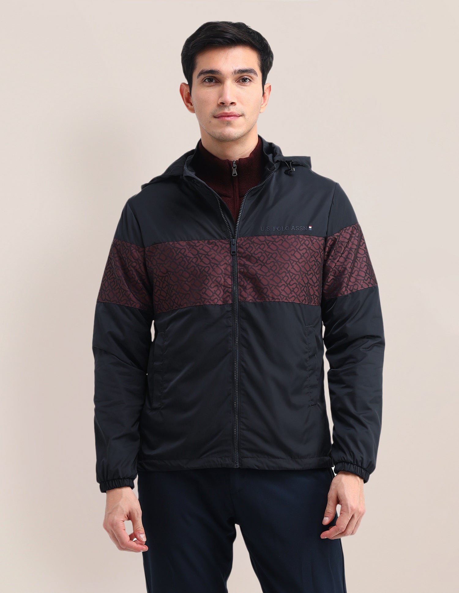 Brand Printed Regular Fit Jacket Dark Navy - U.S. POLO ASSN. | Large