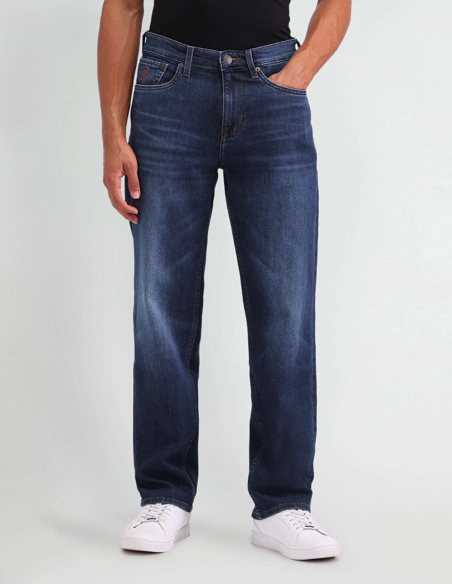 Shawn Relaxed Fit Whiskered Jeans Blue - U.S. Polo Assn. India | Large
