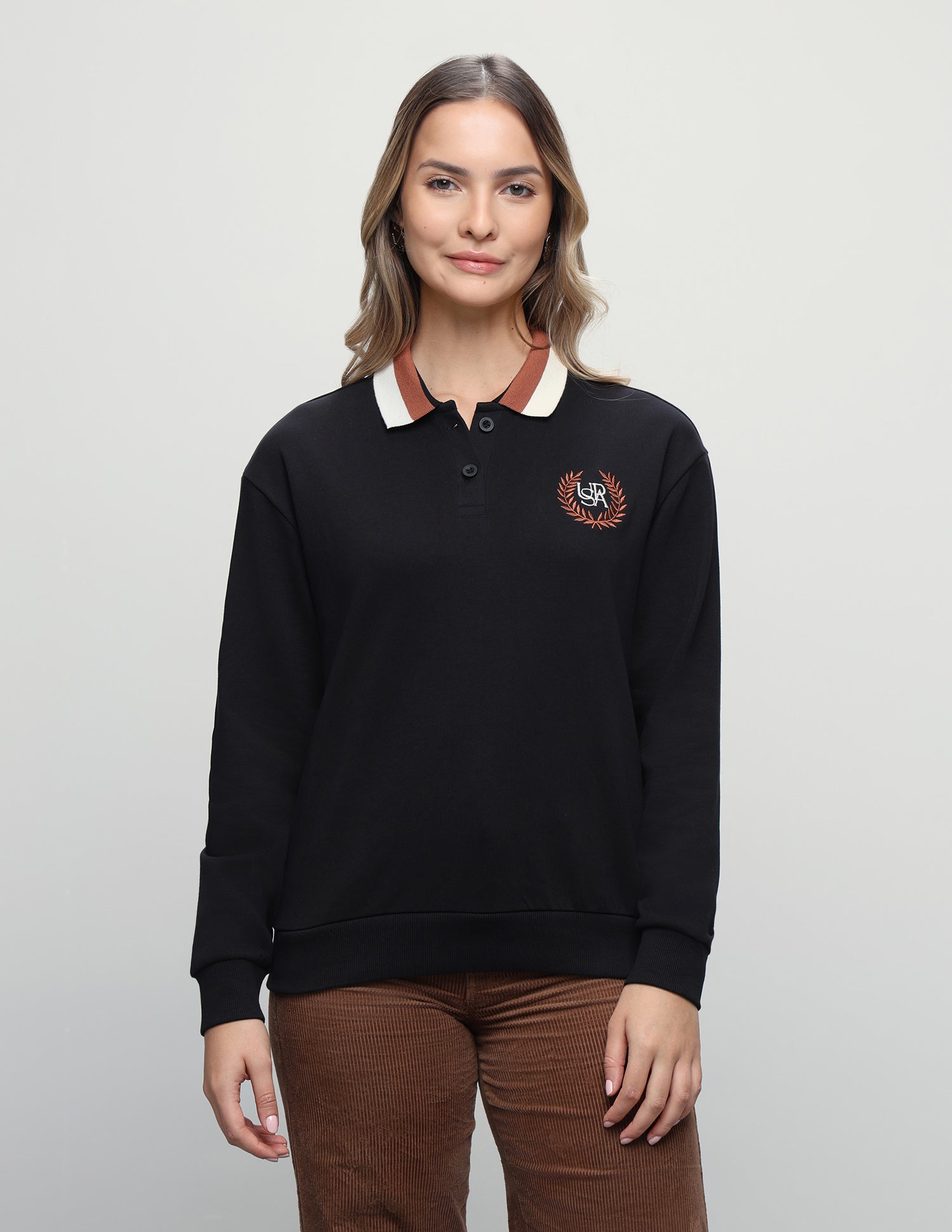 Solid Regular Fit Sweatshirt Black - U.S. Polo Assn. India | Large