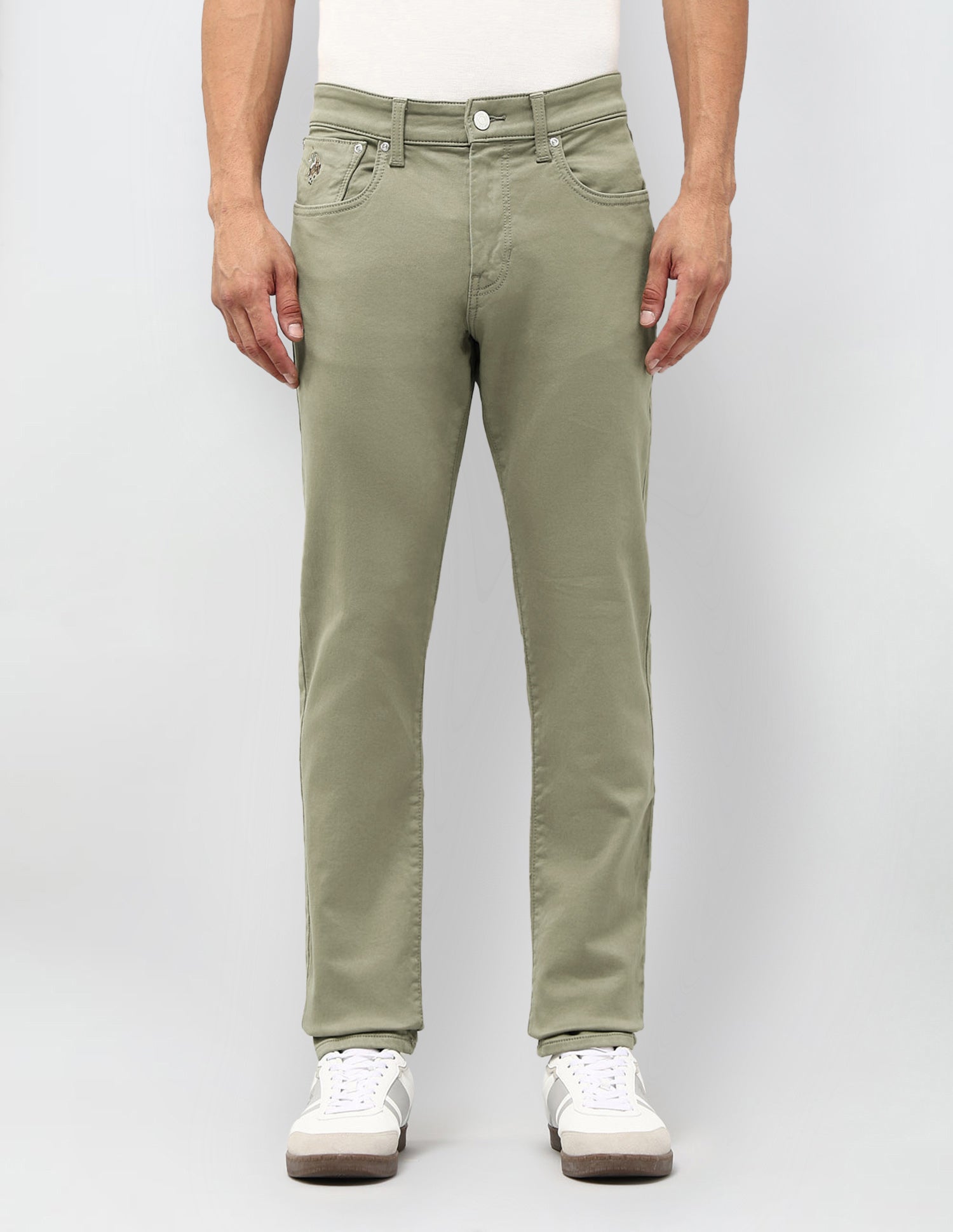 Brandon Slim Tapered Fit Color Denim Jeans Light Olive - U.S. Polo Assn. India | Large