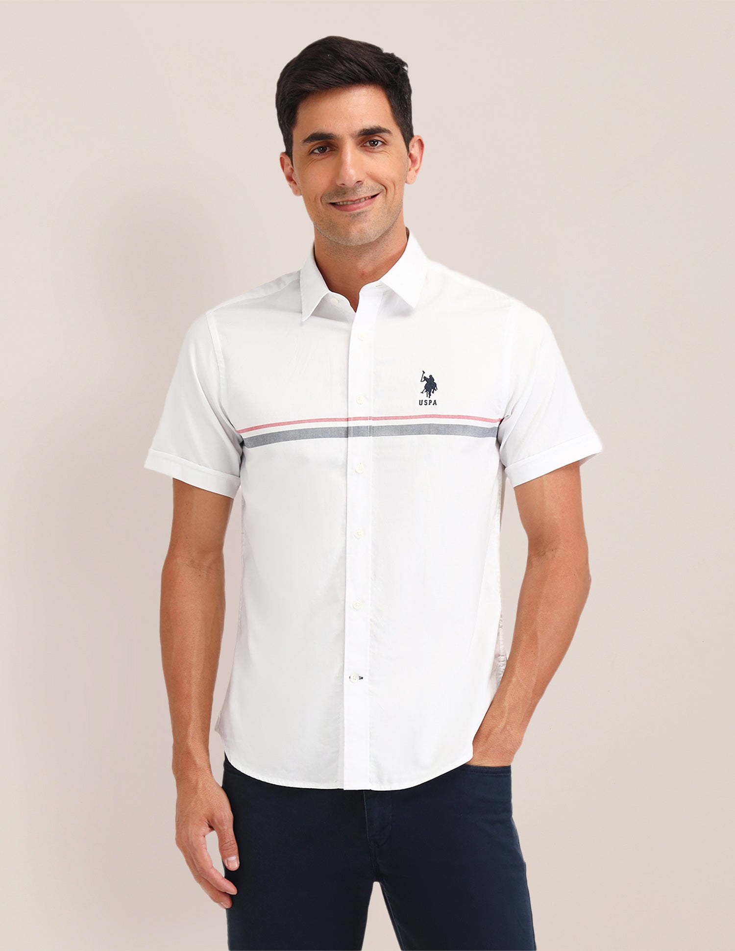 Horizontal Striped Regular Fit Shirt White - U.S. POLO ASSN. | Large