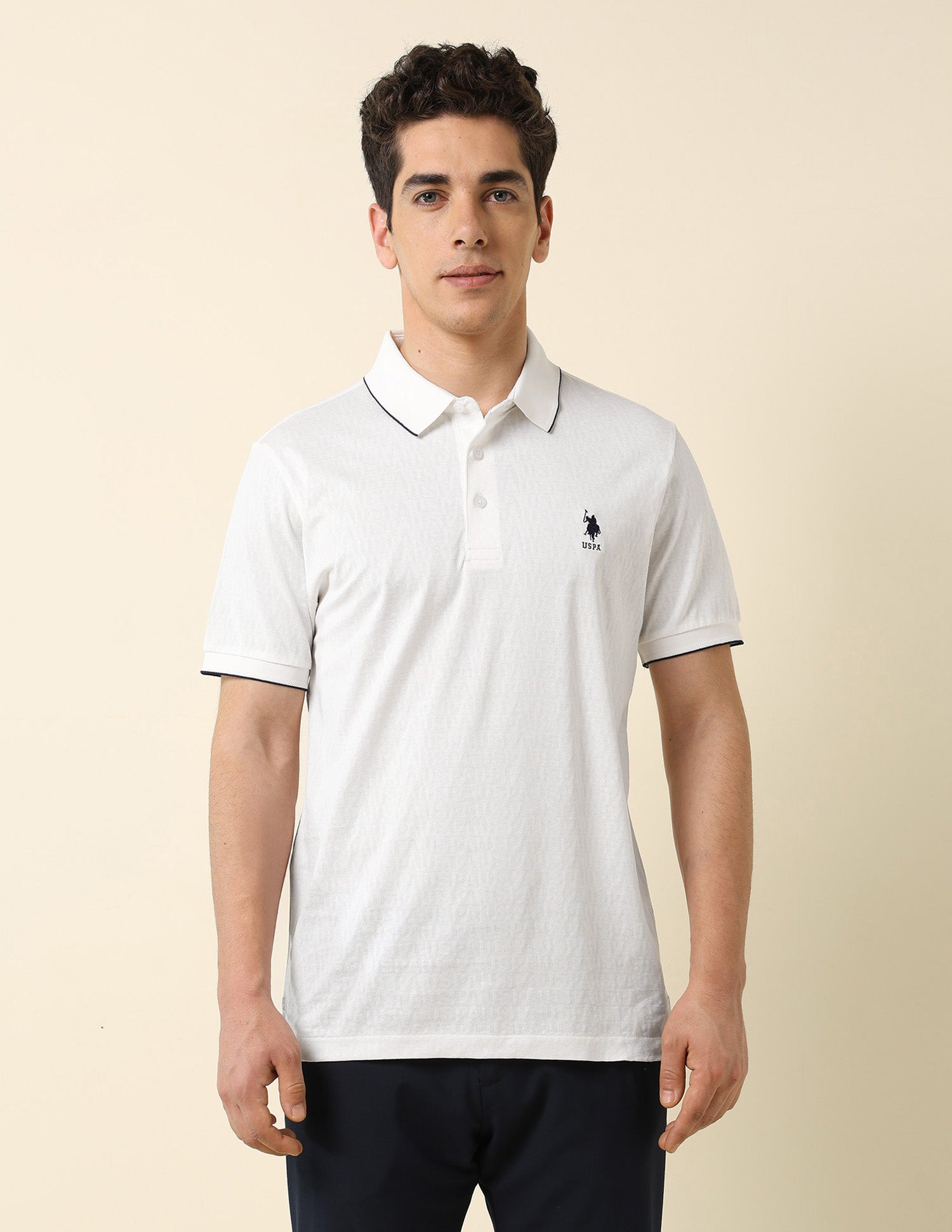 Solid Monochrome Majesty Polo Shirt White - U.S. Polo Assn. India | Large