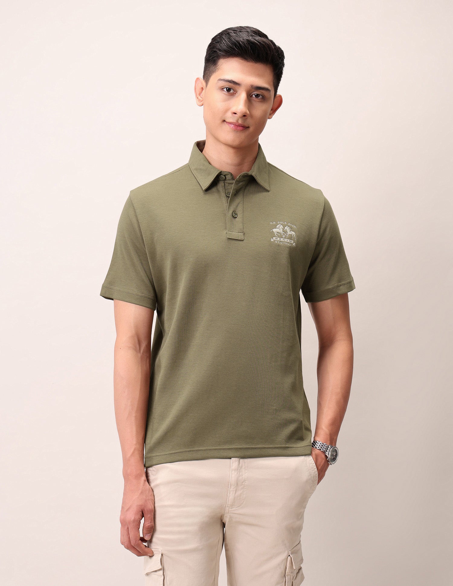 Muscle Fit Outdoor Polo Shirt Tan - U.S. Polo Assn. India | Large