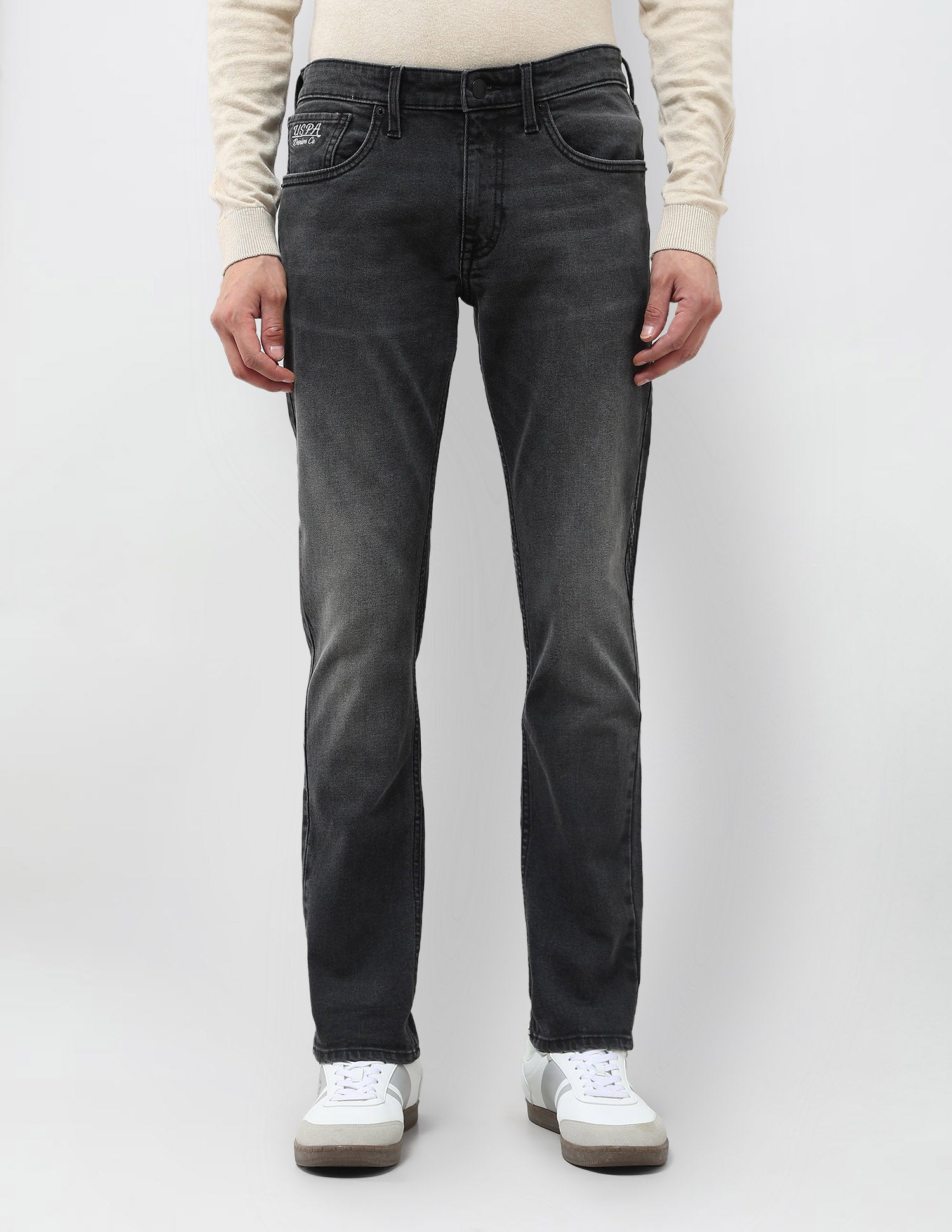 Brandon Slim Tapered Fit Whiskered Jeans Black - U.S. POLO ASSN. | Large