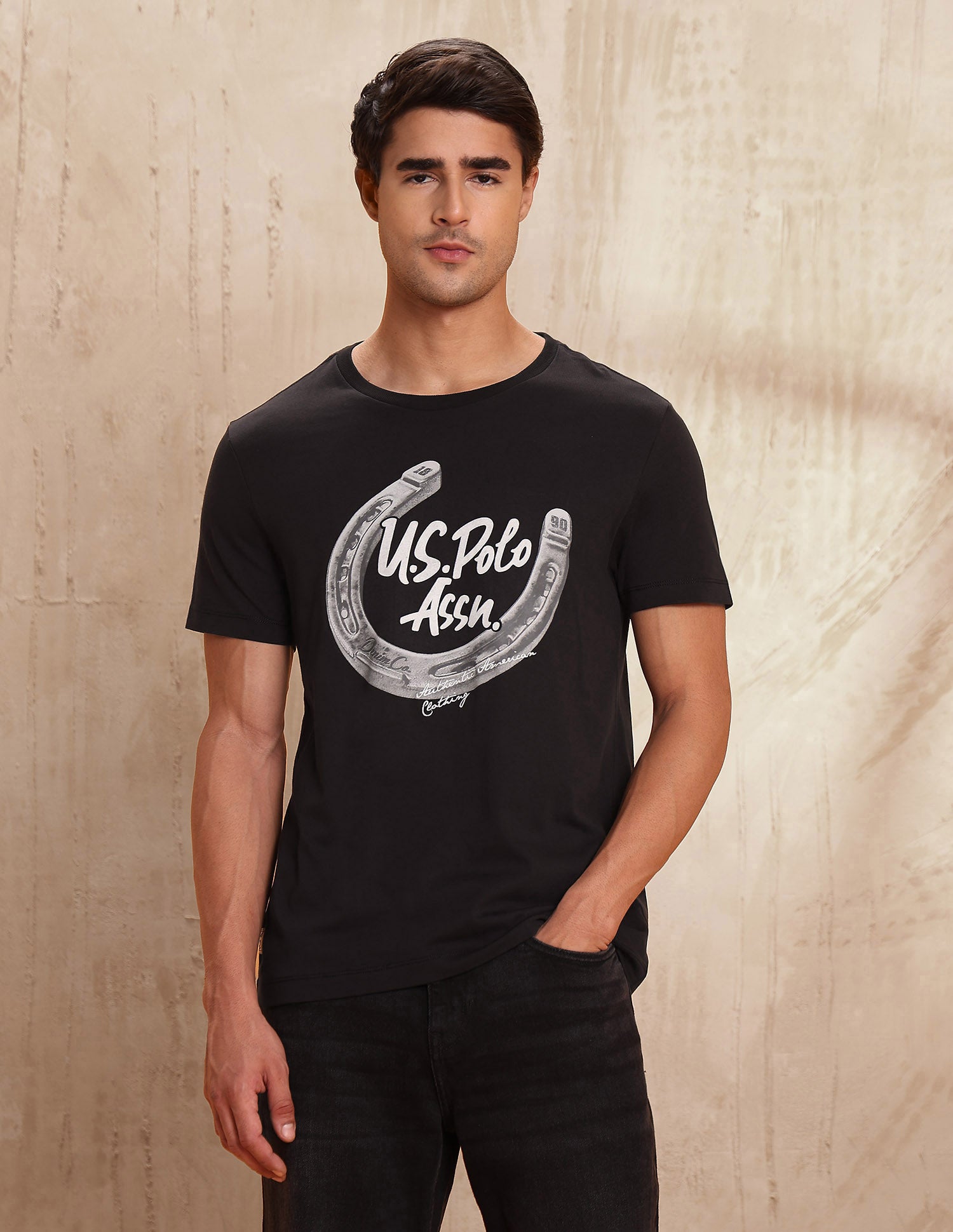 Graphic Brand Printed Muscle Fit T-Shirt Black - U.S. POLO ASSN. | Large