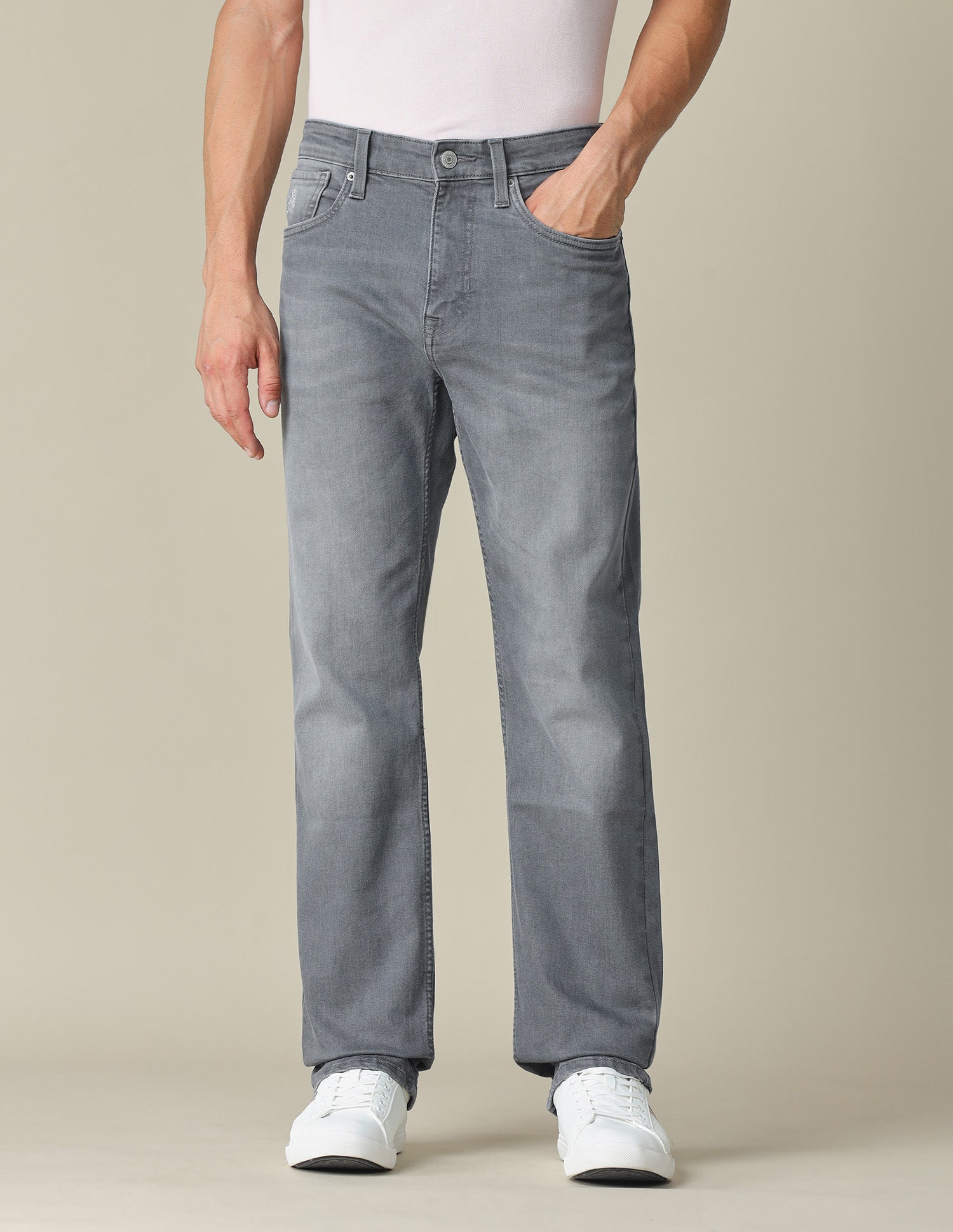 Harold Slim Straight Fit Whiskered Jeans Grey - U.S. POLO ASSN. | Large