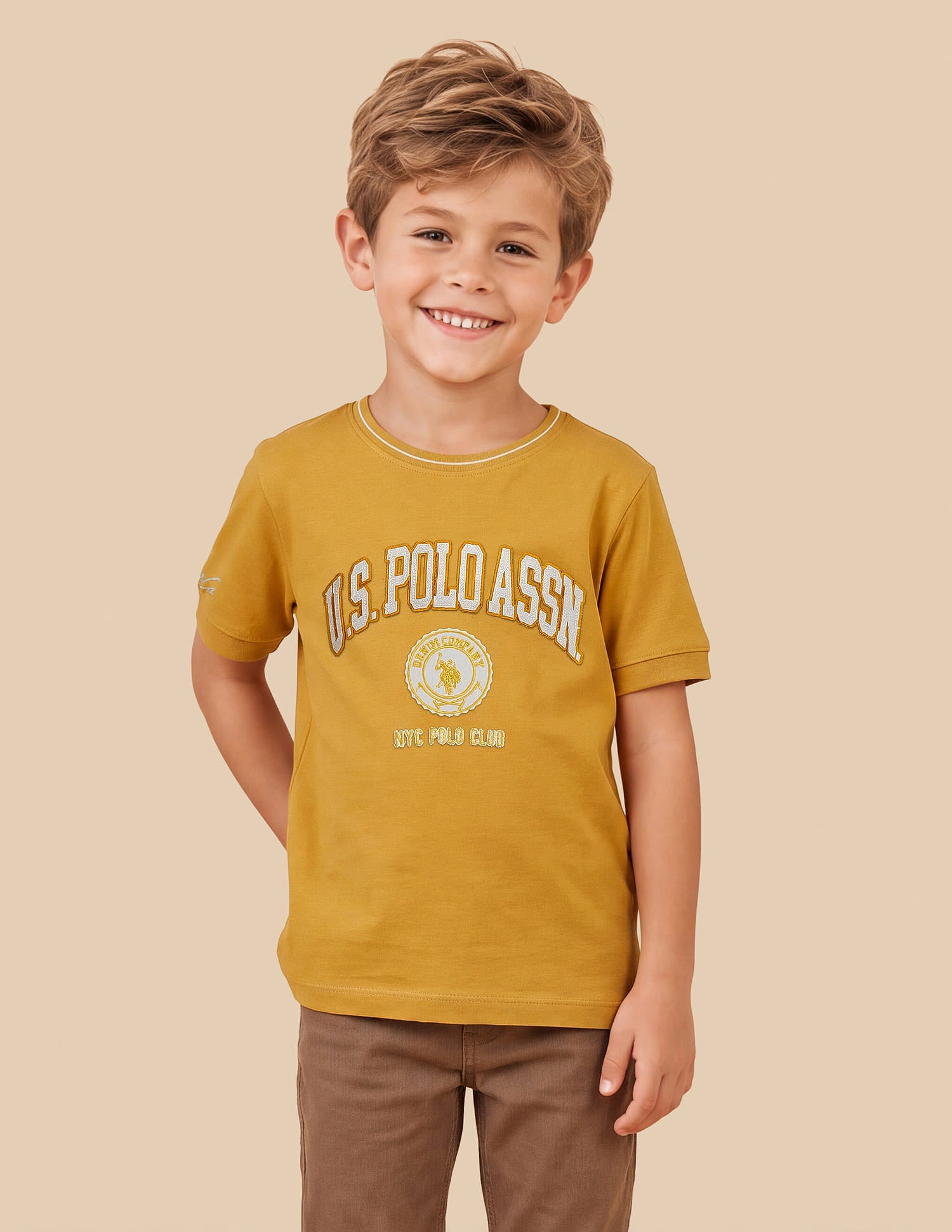 Brand Applique Regular Fit T-Shirt Yellow - U.S. Polo Assn. India | Large