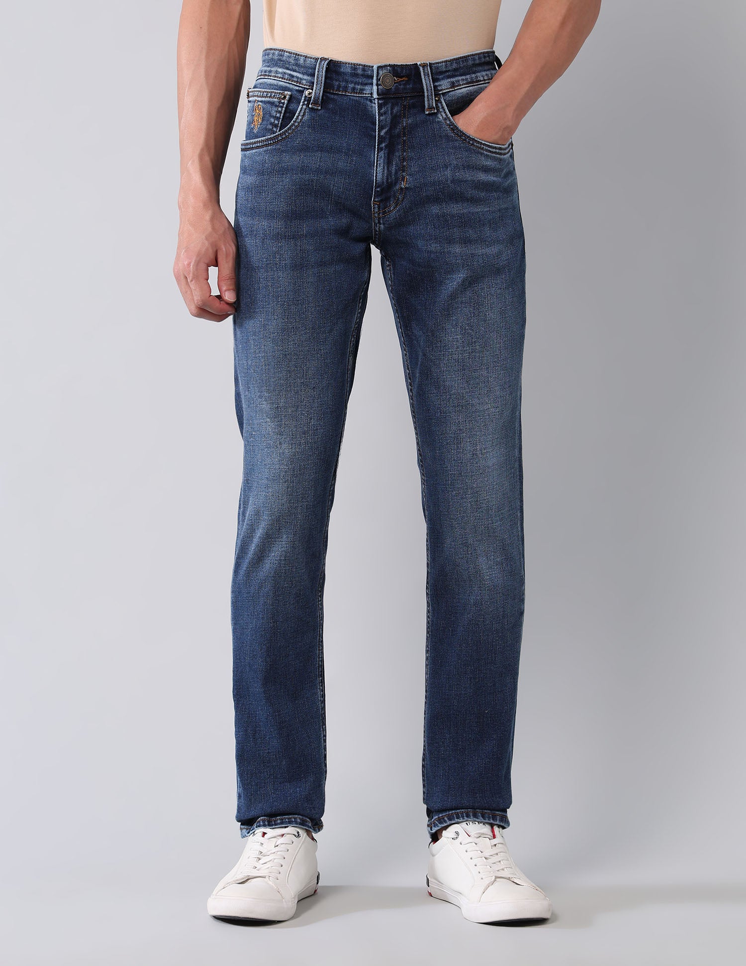 Brandon Slim Tapered Fit Vintage Jeans Mid Wash - U.S. Polo Assn. India | Large