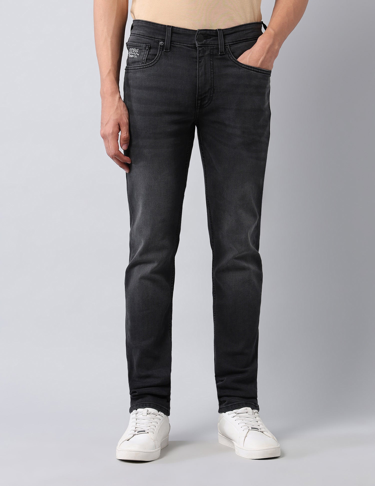 Regello Skinny Fit Black Jeans Dark Grey - U.S. Polo Assn. India | Large